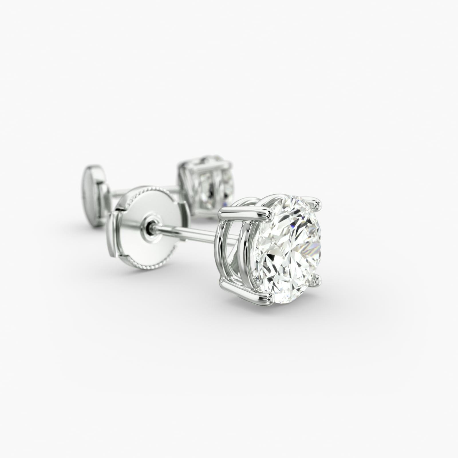 Four Prong Custom Diamond Stud Earrings (Setting Only) In 14K White Gold