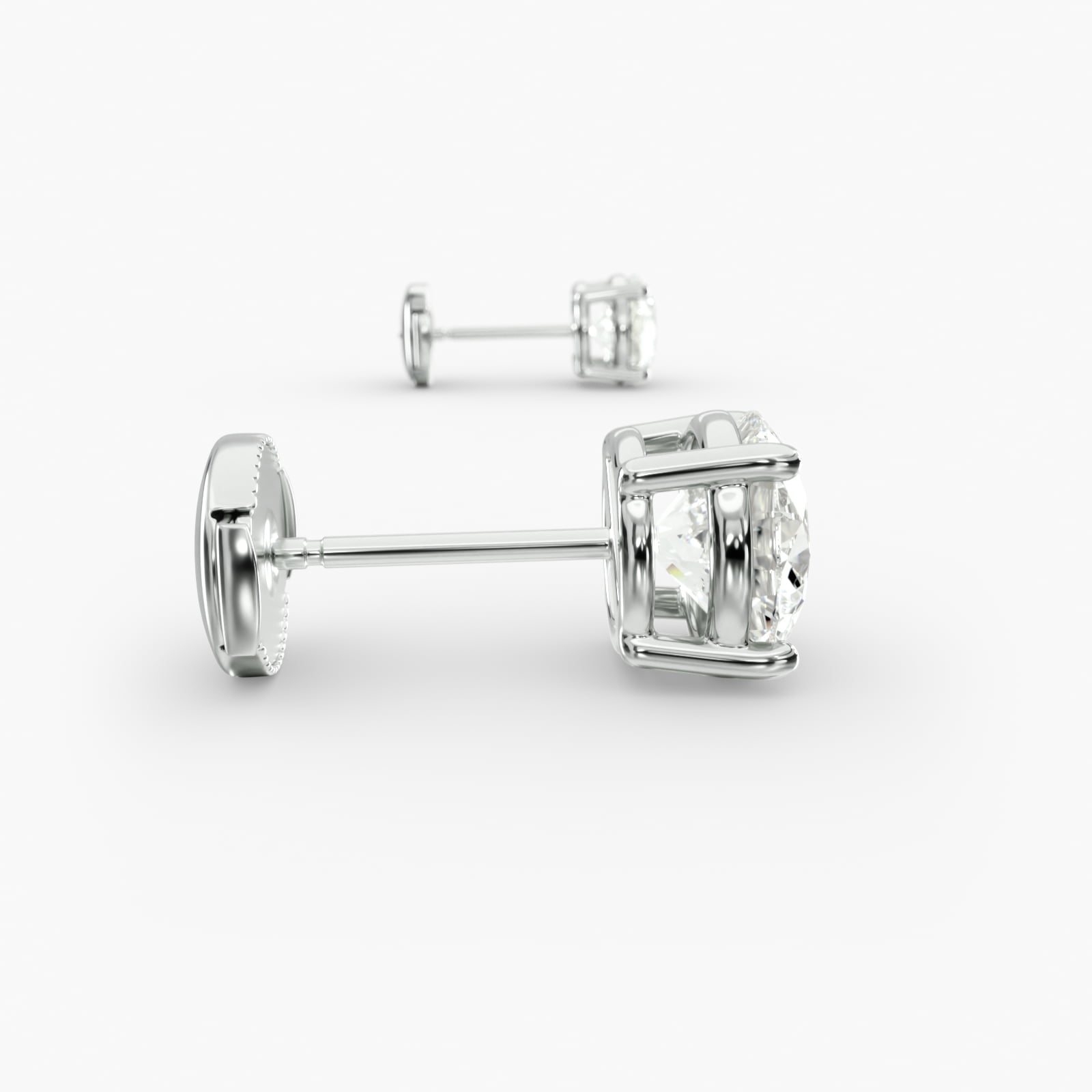 Four Prong Custom Diamond Stud Earrings (Setting Only) In 14K White Gold