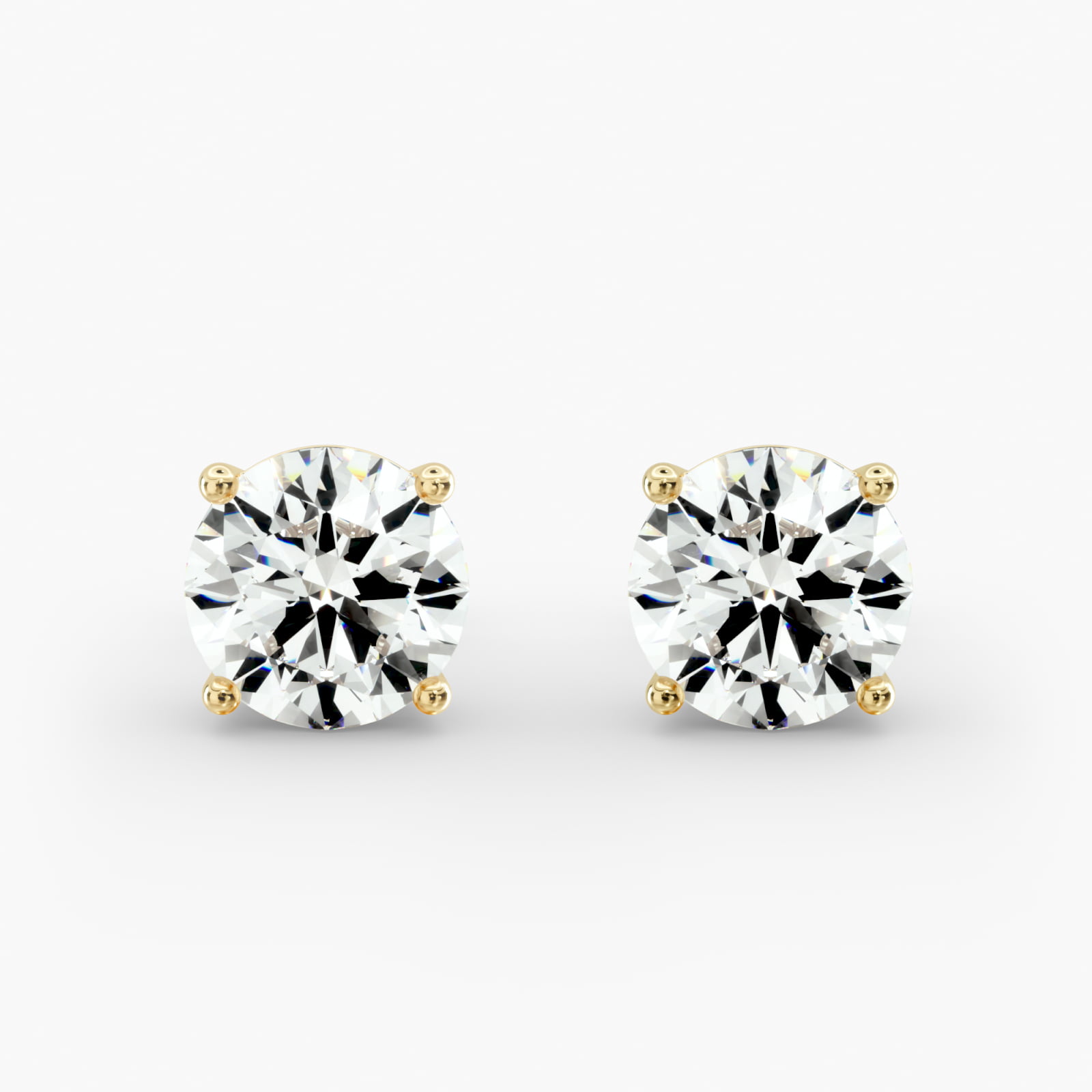 Four Prong Custom Diamond Stud Earrings (Setting Only) In 14K Yellow Gold