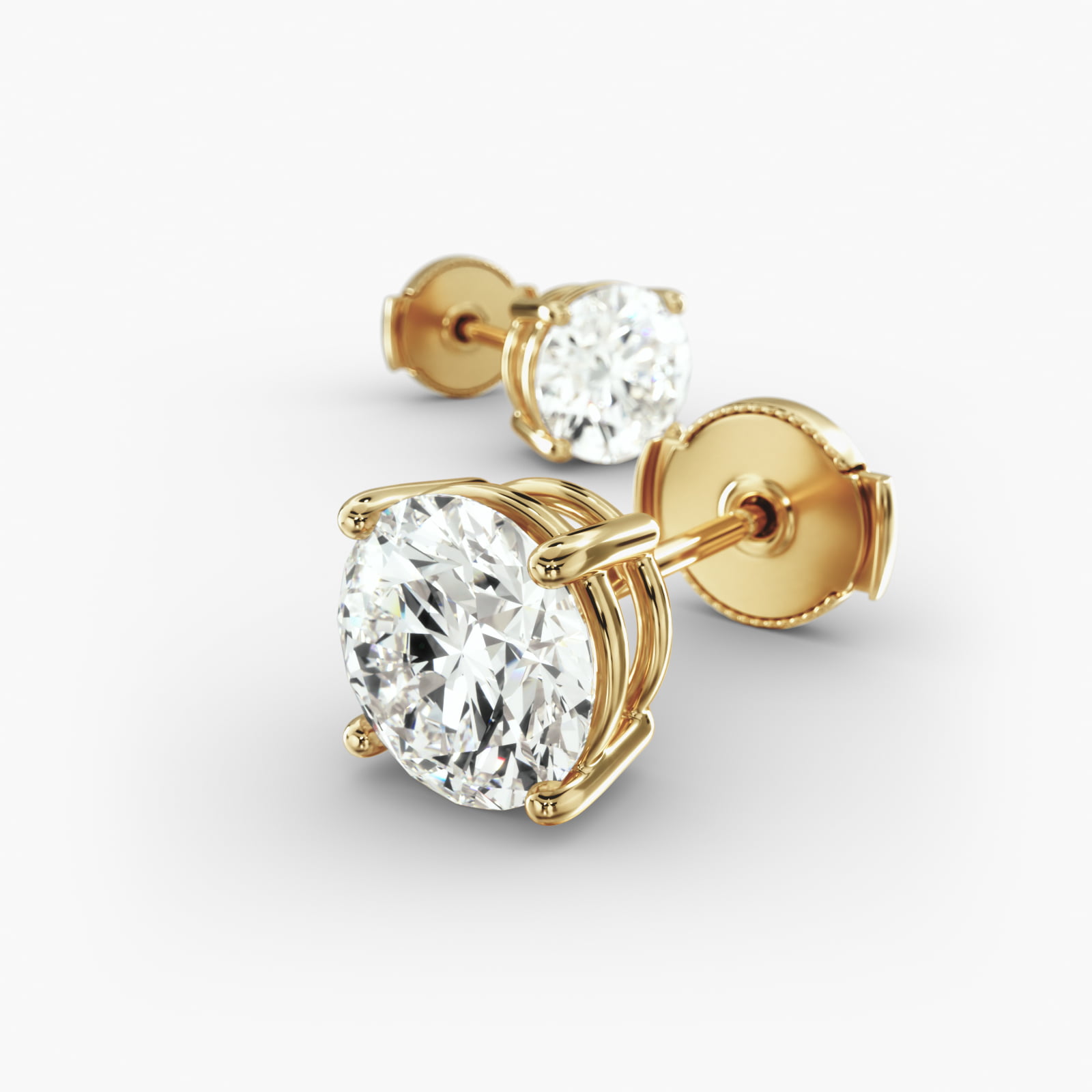 Four Prong Custom Diamond Stud Earrings (Setting Only) In 18K Yellow Gold