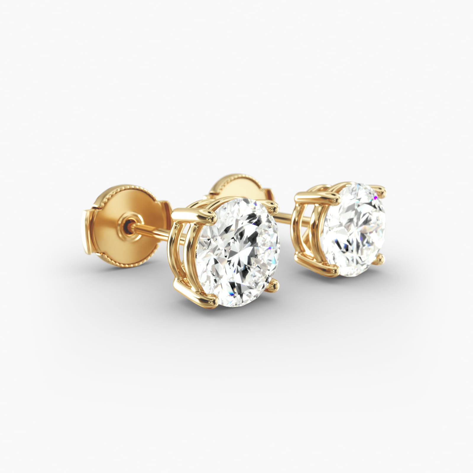 Four Prong Custom Diamond Stud Earrings (Setting Only) In 18K Yellow Gold