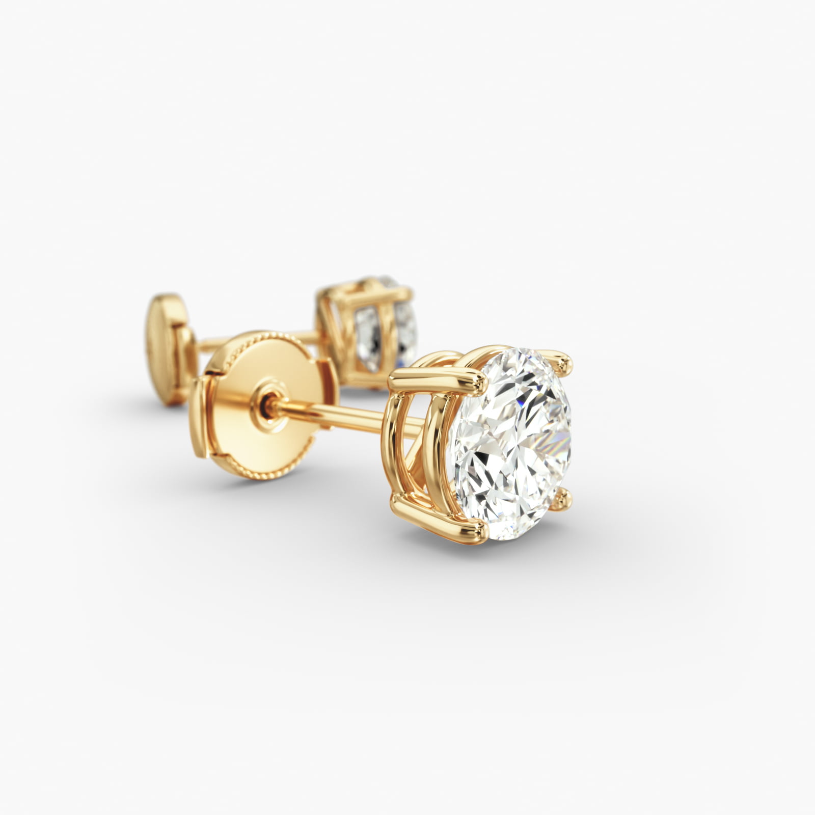 Four Prong Custom Diamond Stud Earrings (Setting Only) In 14K Yellow Gold