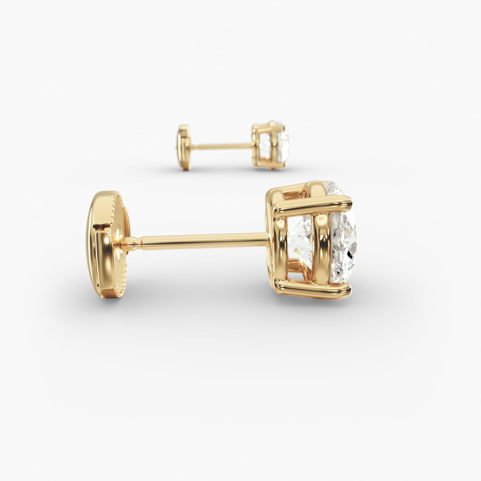 Four Prong Custom Diamond Stud Earrings (Setting Only) In 14K Yellow Gold