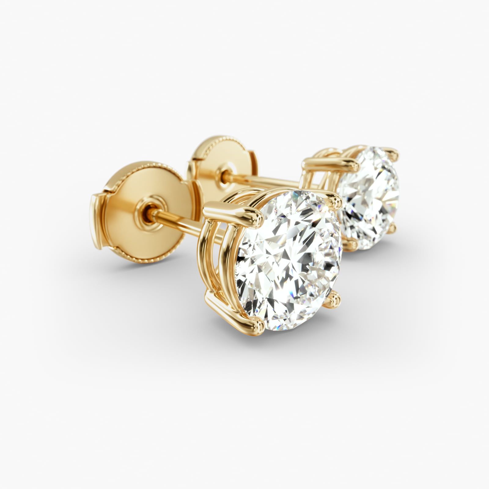 Four Prong Custom Diamond Stud Earrings (Setting Only) In 18K Yellow Gold