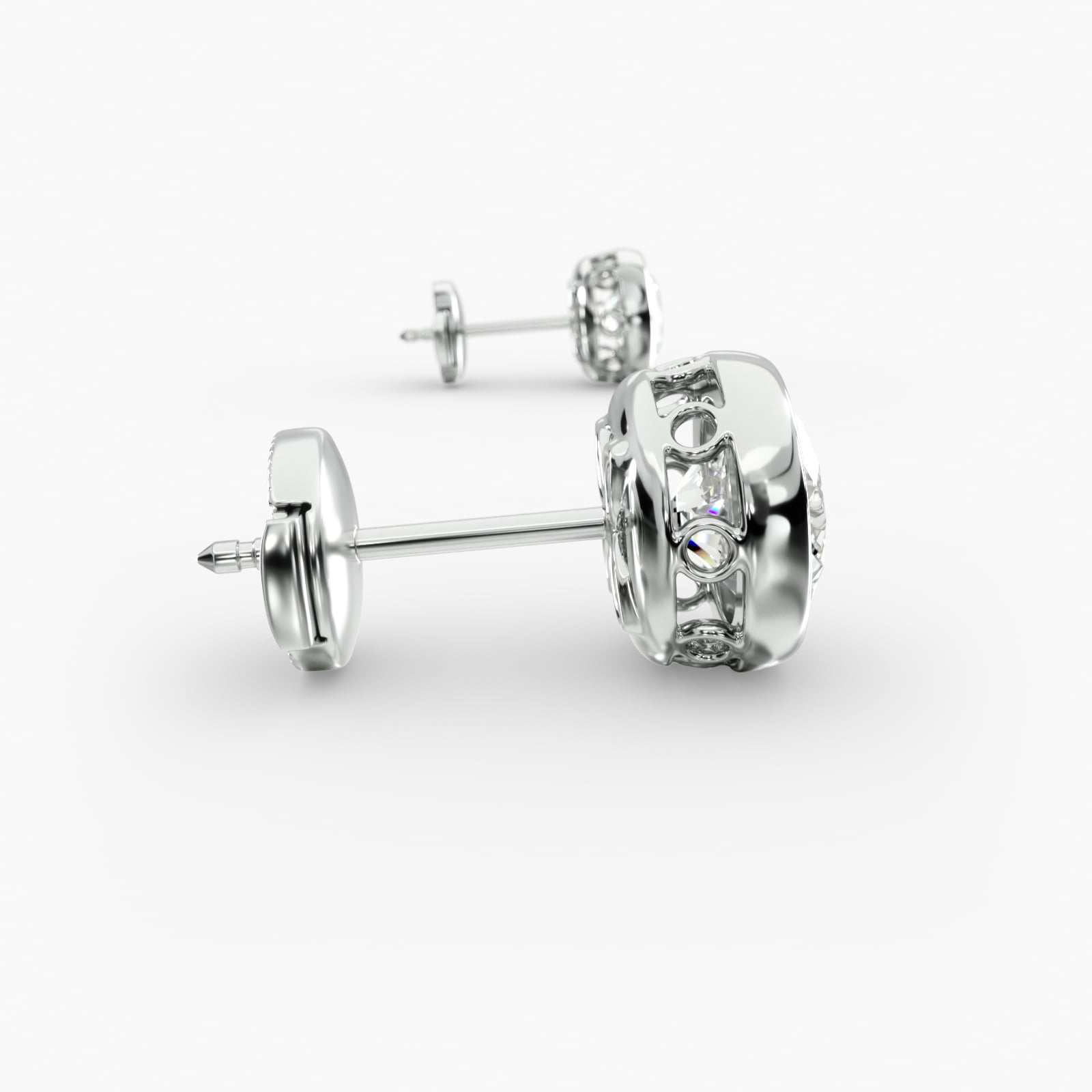 Bezel Custom Diamond Stud Earrings (Setting Only) In 14K White Gold