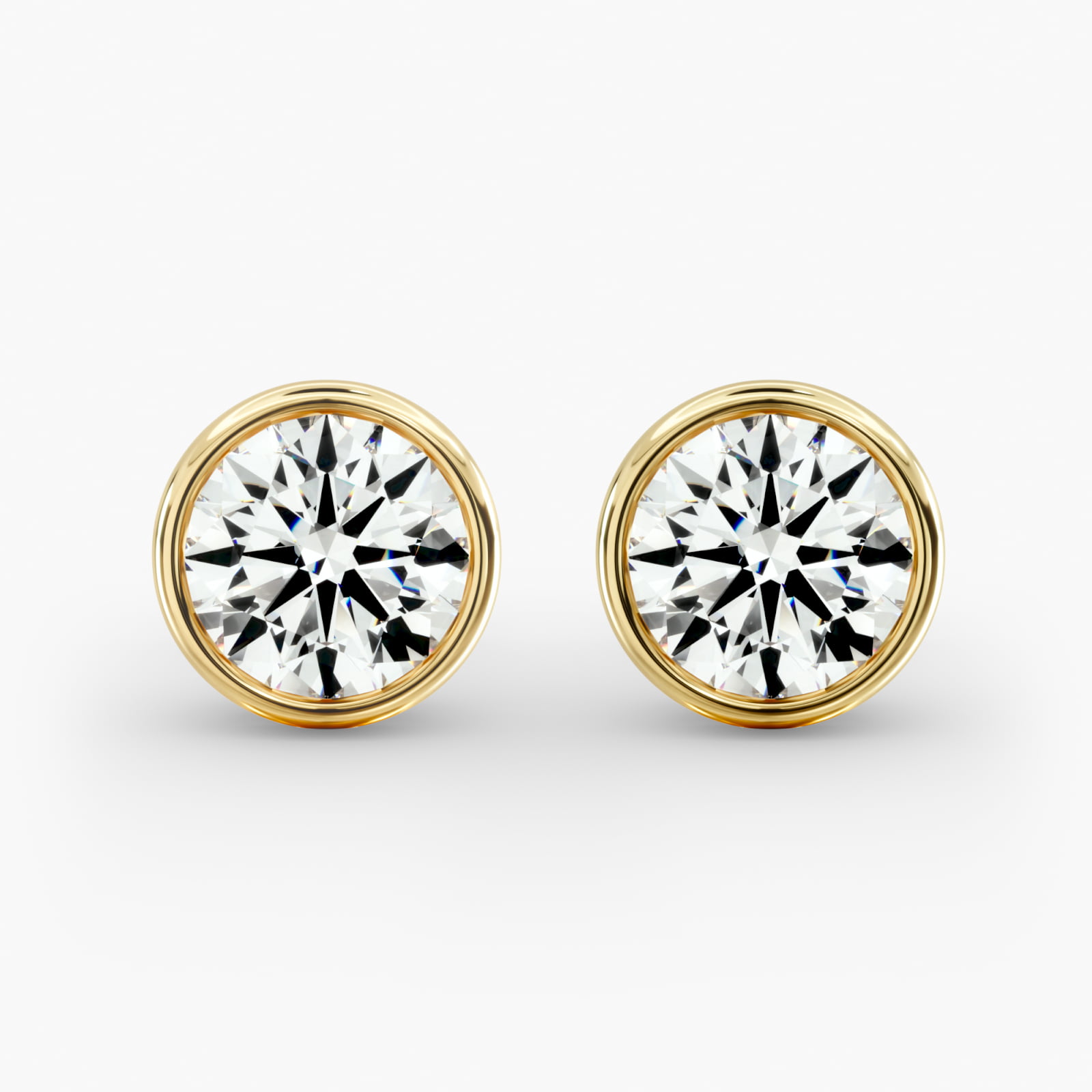 Bezel Custom Diamond Stud Earrings (Setting Only) In 14K Yellow Gold