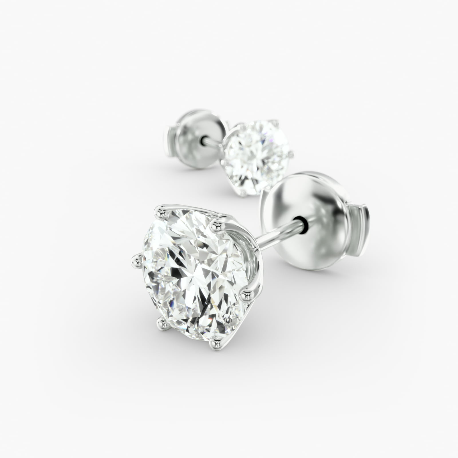 Scallop Basket Custom Diamond Stud Earrings (Setting Only) In Platinum