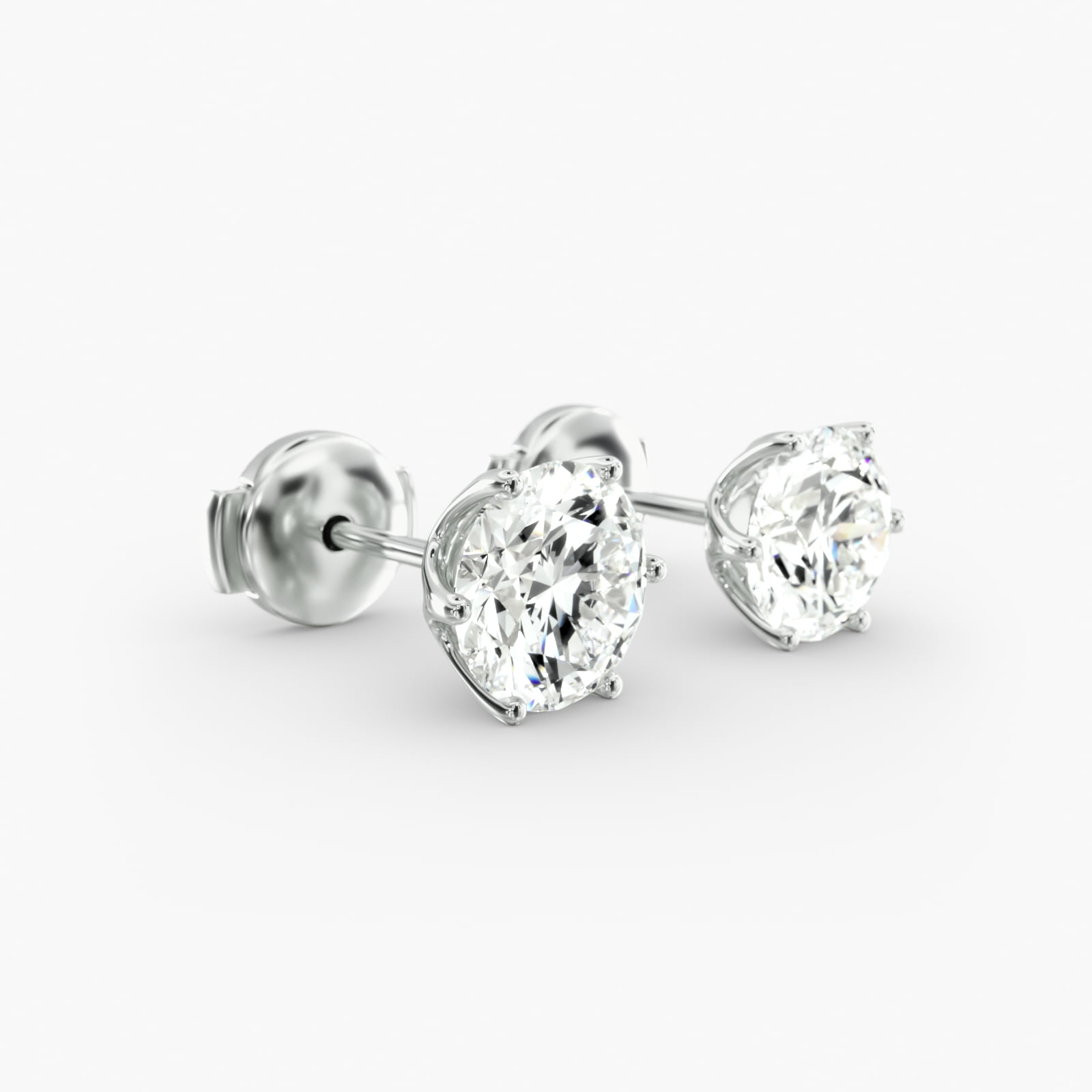 Scallop Basket Custom Diamond Stud Earrings (Setting Only) In Platinum