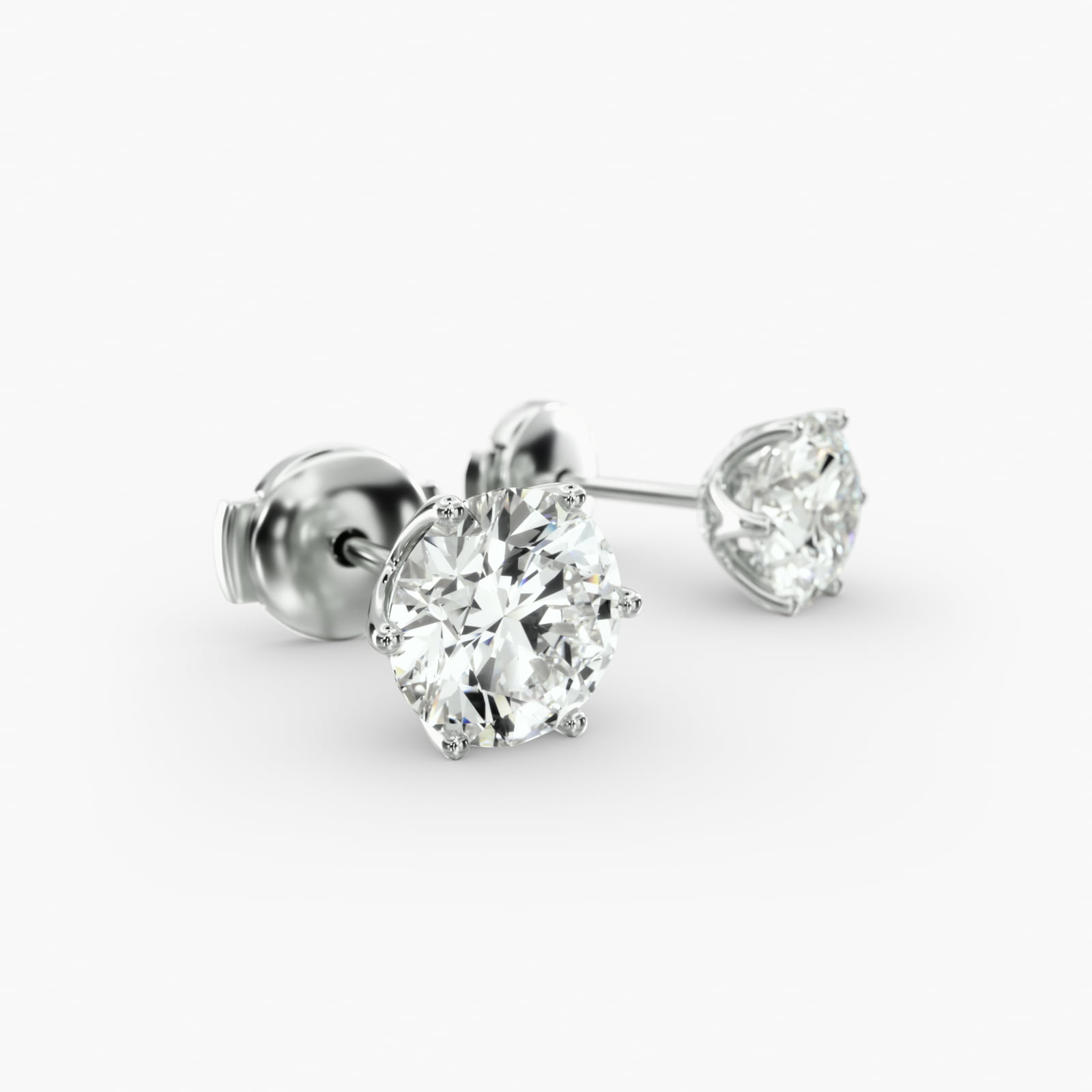 Scallop Basket Custom Diamond Stud Earrings (Setting Only) In Platinum