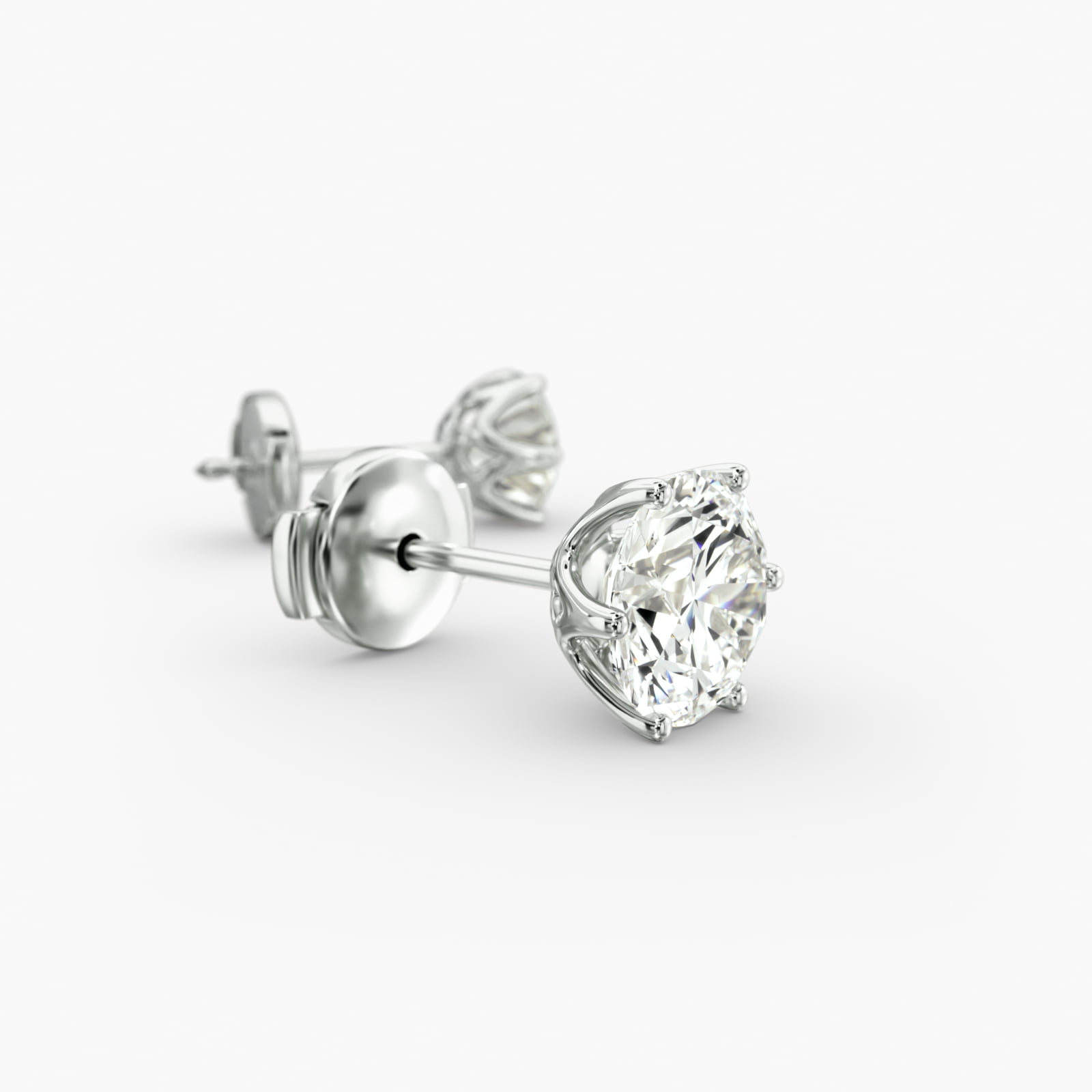 Scallop Basket Custom Diamond Stud Earrings (Setting Only) In Platinum