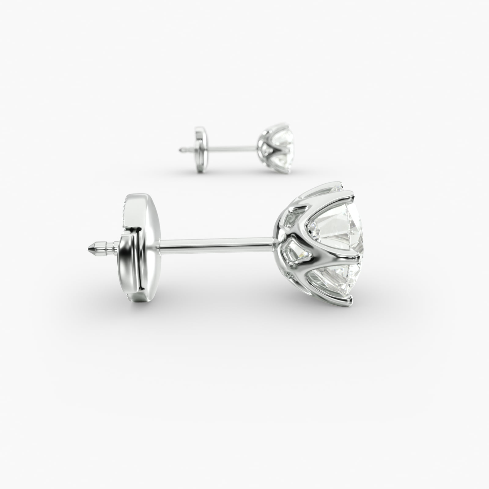Scallop Basket Custom Diamond Stud Earrings (Setting Only) In Platinum