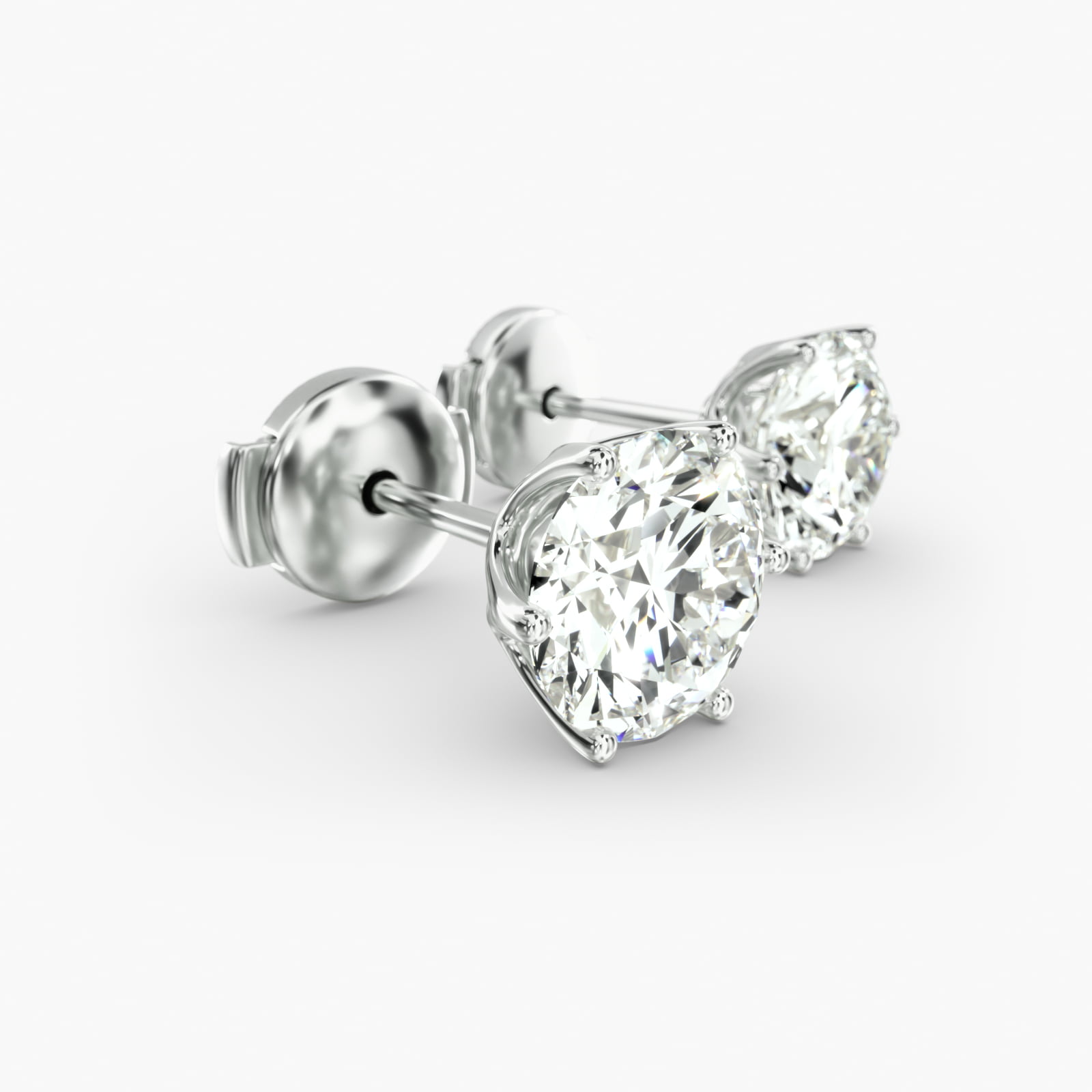 Scallop Basket Custom Diamond Stud Earrings (Setting Only) In Platinum