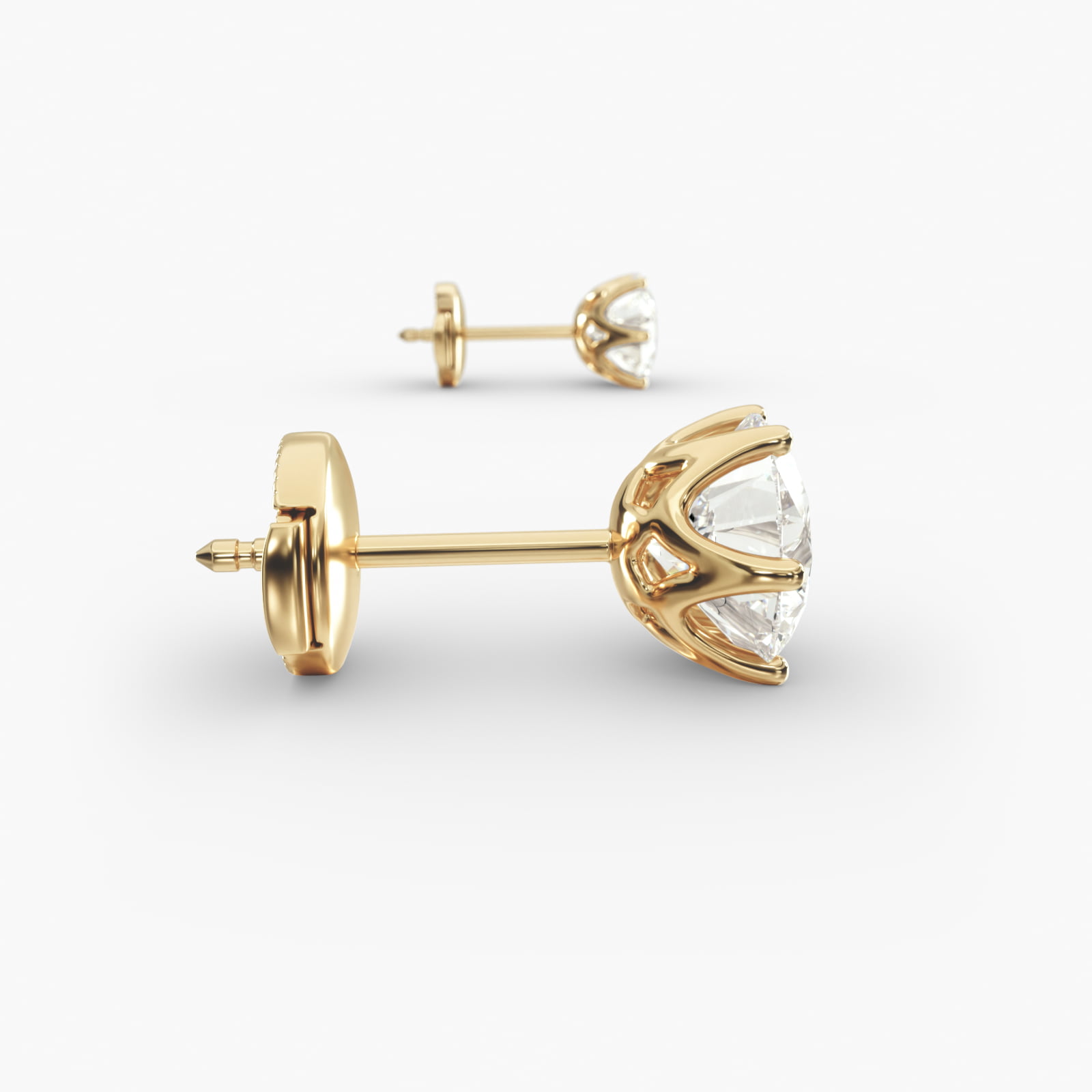 Scallop Basket Custom Diamond Stud Earrings (Setting Only) In 14K Yellow Gold
