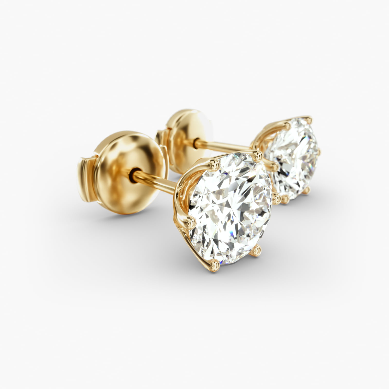 Scallop Basket Custom Diamond Stud Earrings (Setting Only) In 14K Yellow Gold