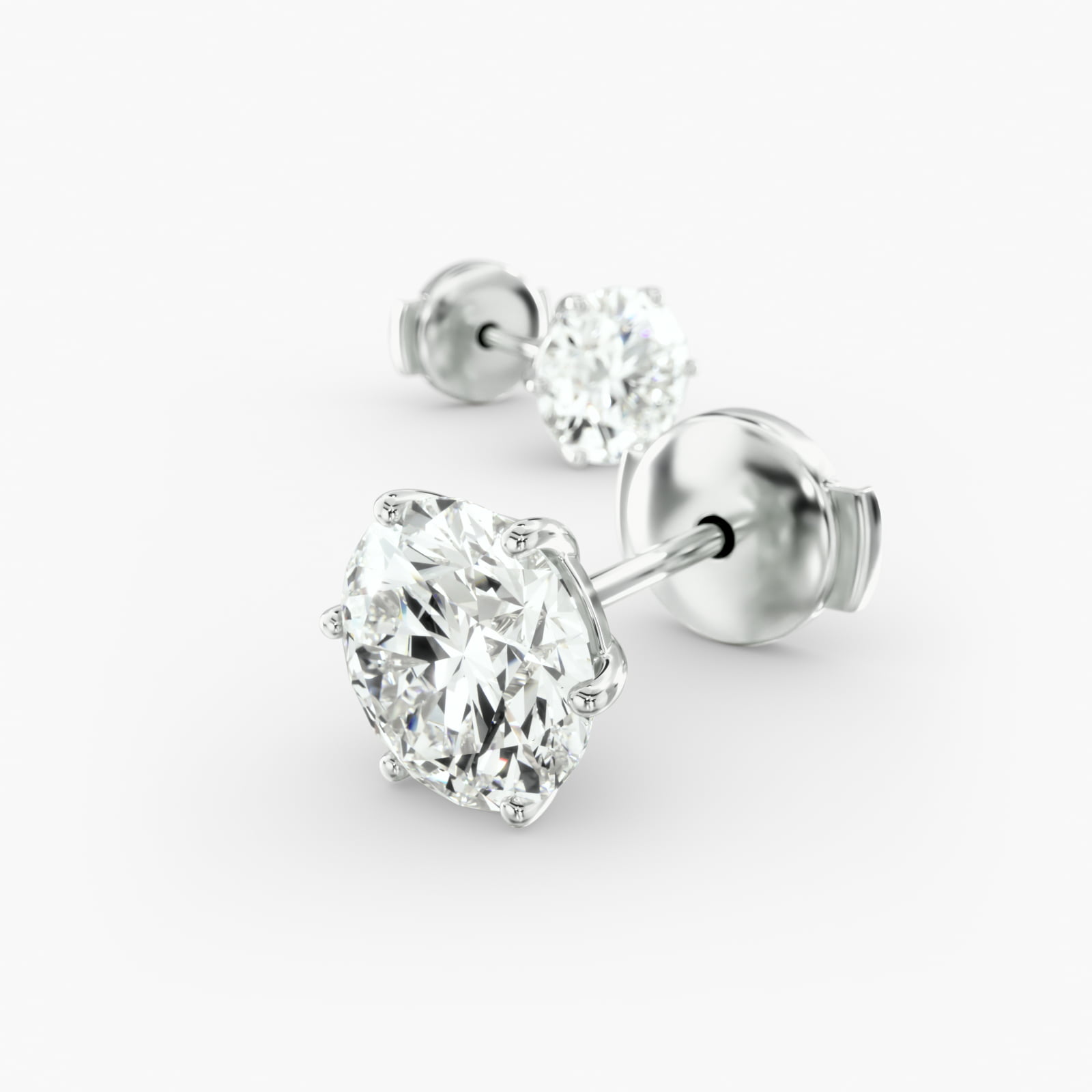 Six Prong Custom Diamond Stud Earrings (Setting Only) In 14K White Gold
