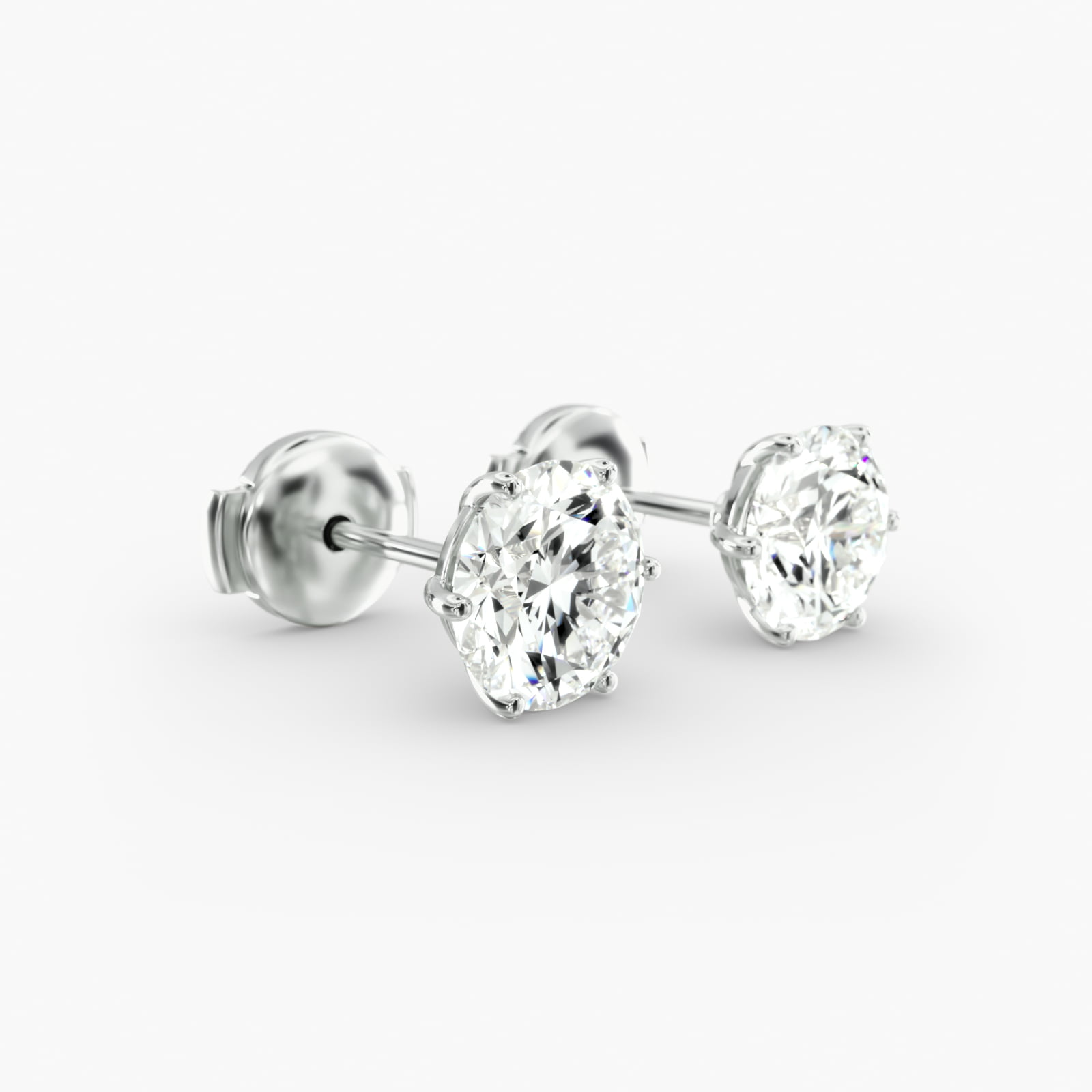 Six Prong Custom Diamond Stud Earrings (Setting Only) In 14K White Gold