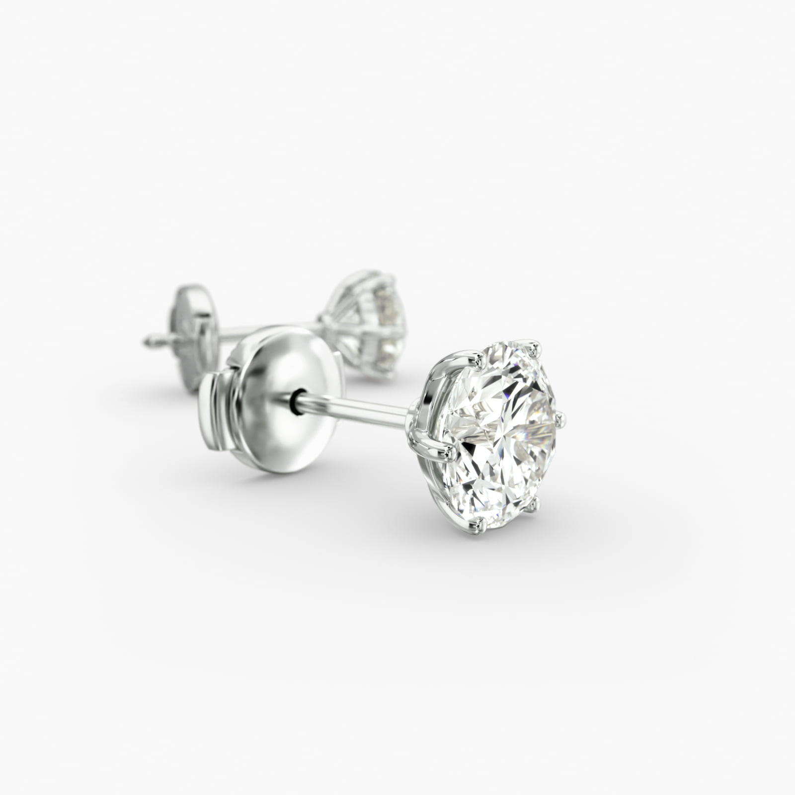 Six Prong Custom Diamond Stud Earrings (Setting Only) In Platinum