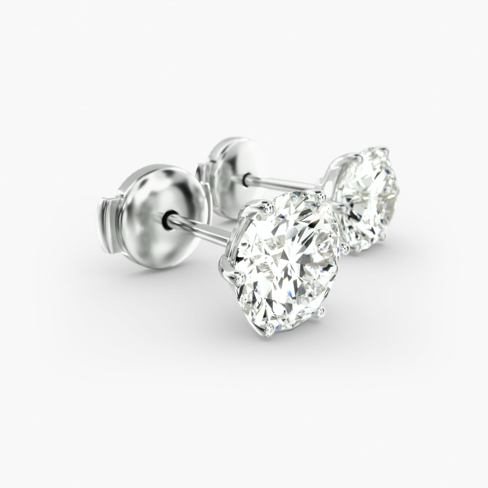 Six Prong Custom Diamond Stud Earrings (Setting Only) In 14K White Gold
