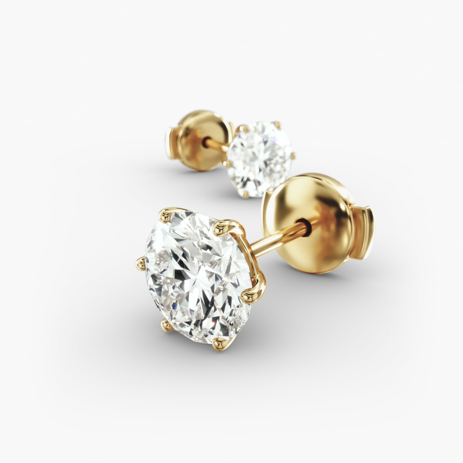 Six Prong Custom Diamond Stud Earrings (Setting Only) In 18K Yellow Gold