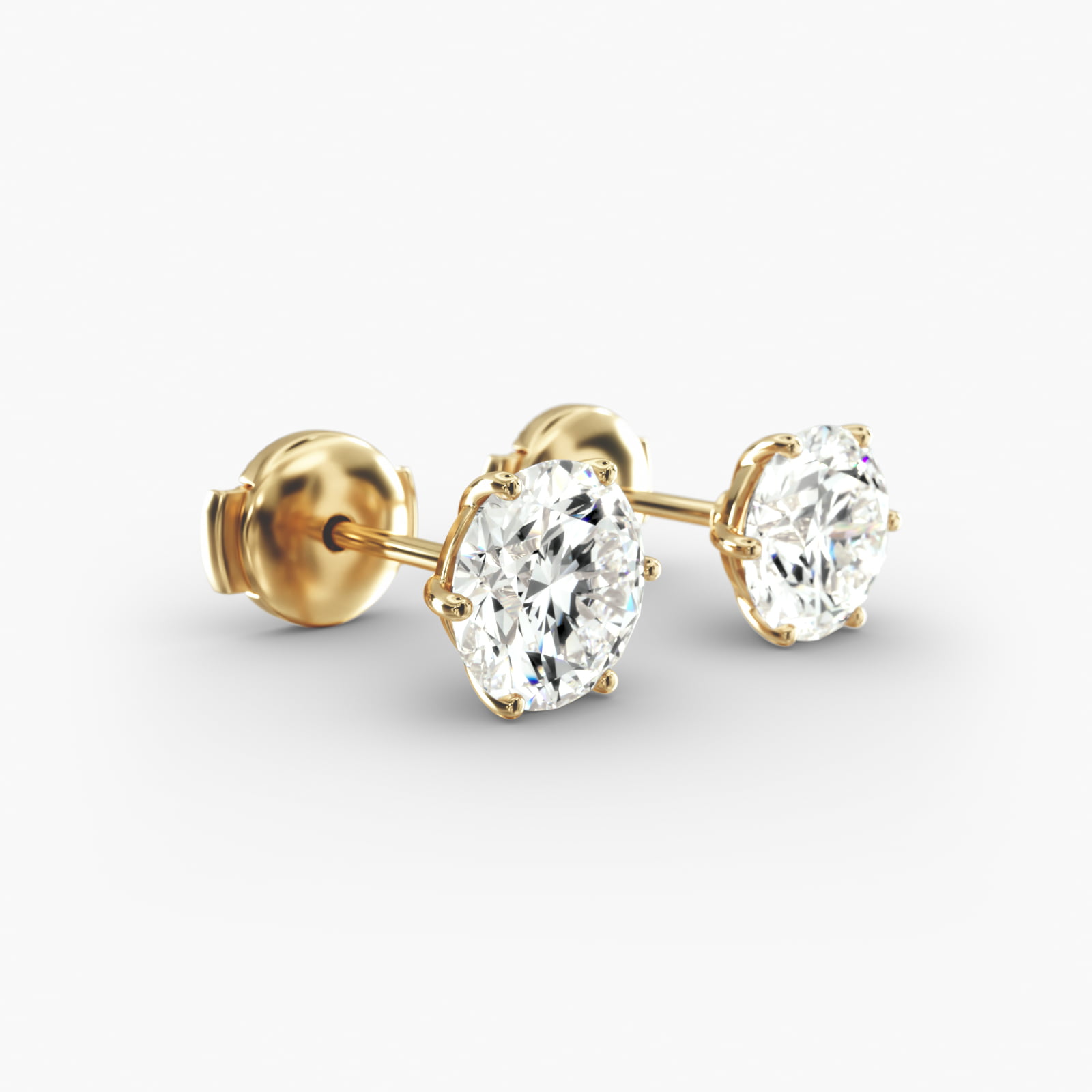 Six Prong Custom Diamond Stud Earrings (Setting Only) In 18K Yellow Gold