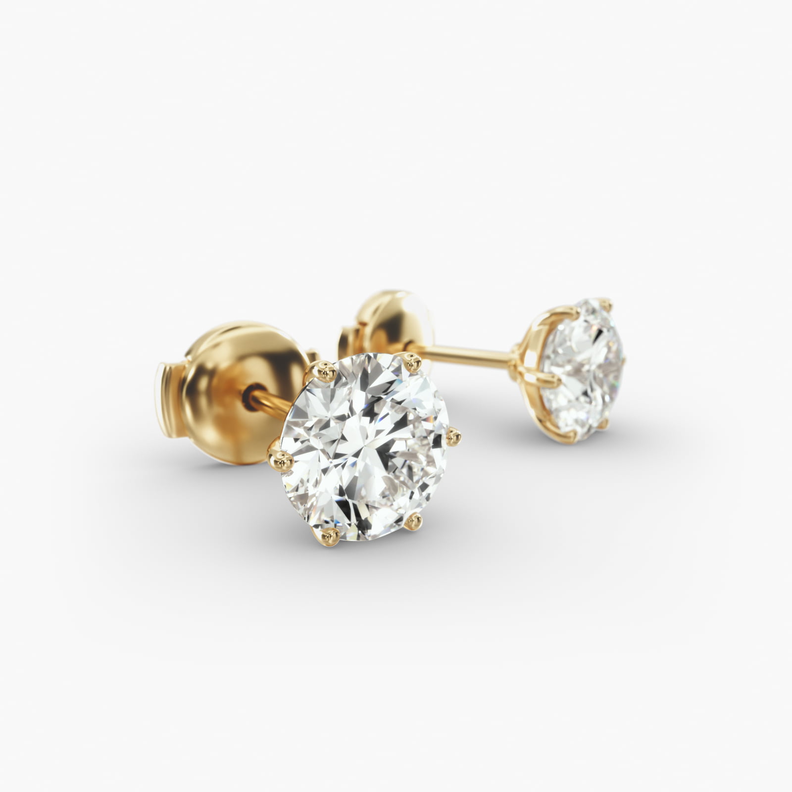 Six Prong Custom Diamond Stud Earrings (Setting Only) In 18K Yellow Gold