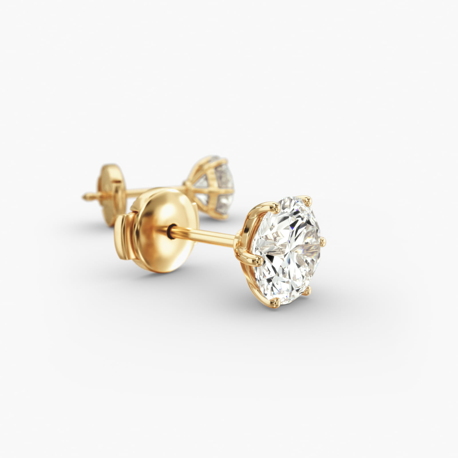 Six Prong Custom Diamond Stud Earrings (Setting Only) In 18K Yellow Gold
