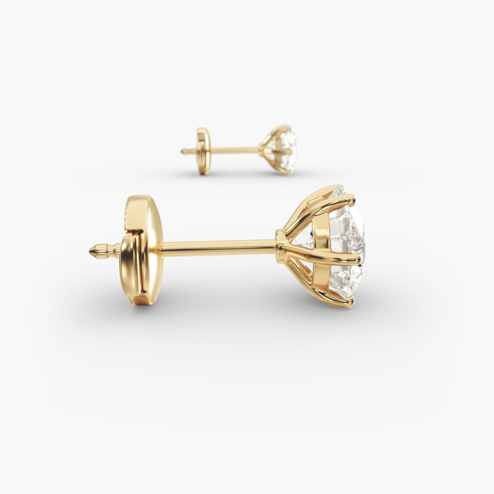 Six Prong Custom Diamond Stud Earrings (Setting Only) In 18K Yellow Gold