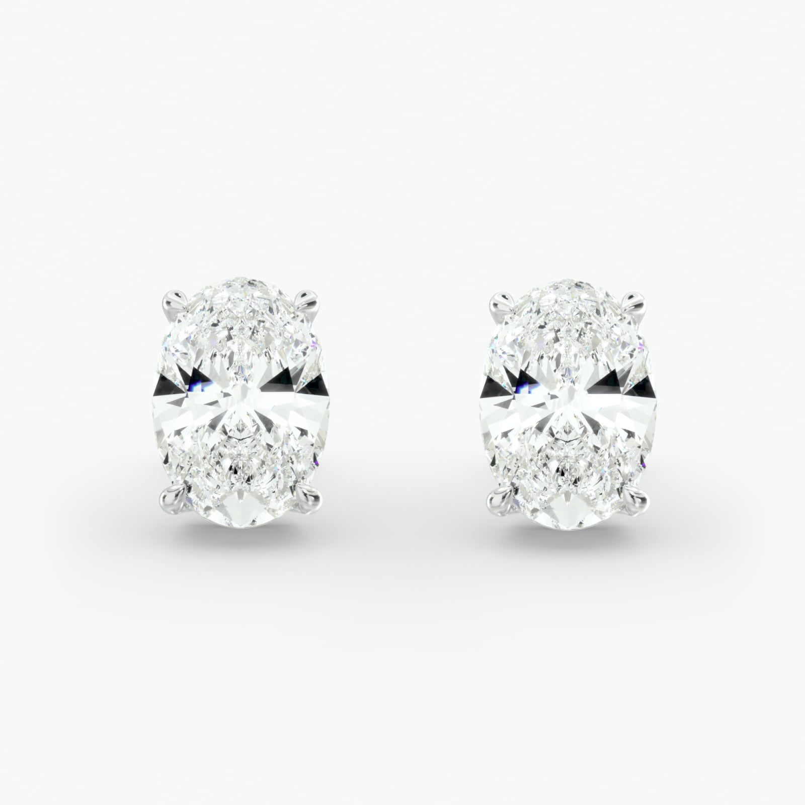 Oval Cut Custom Diamond Stud Earrings (Setting Only) In 18K White Gold