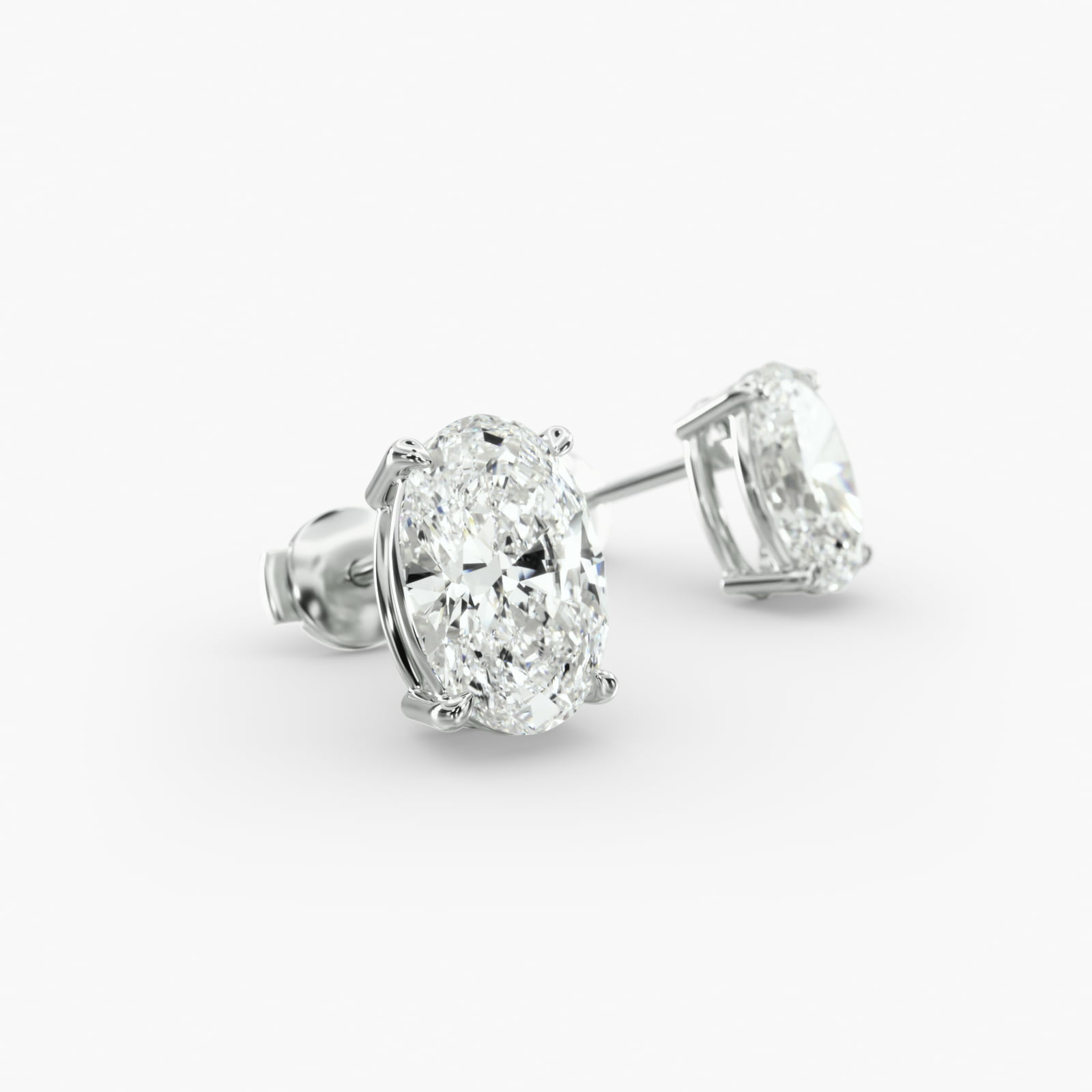 Oval Cut Custom Diamond Stud Earrings (Setting Only) In 18K White Gold