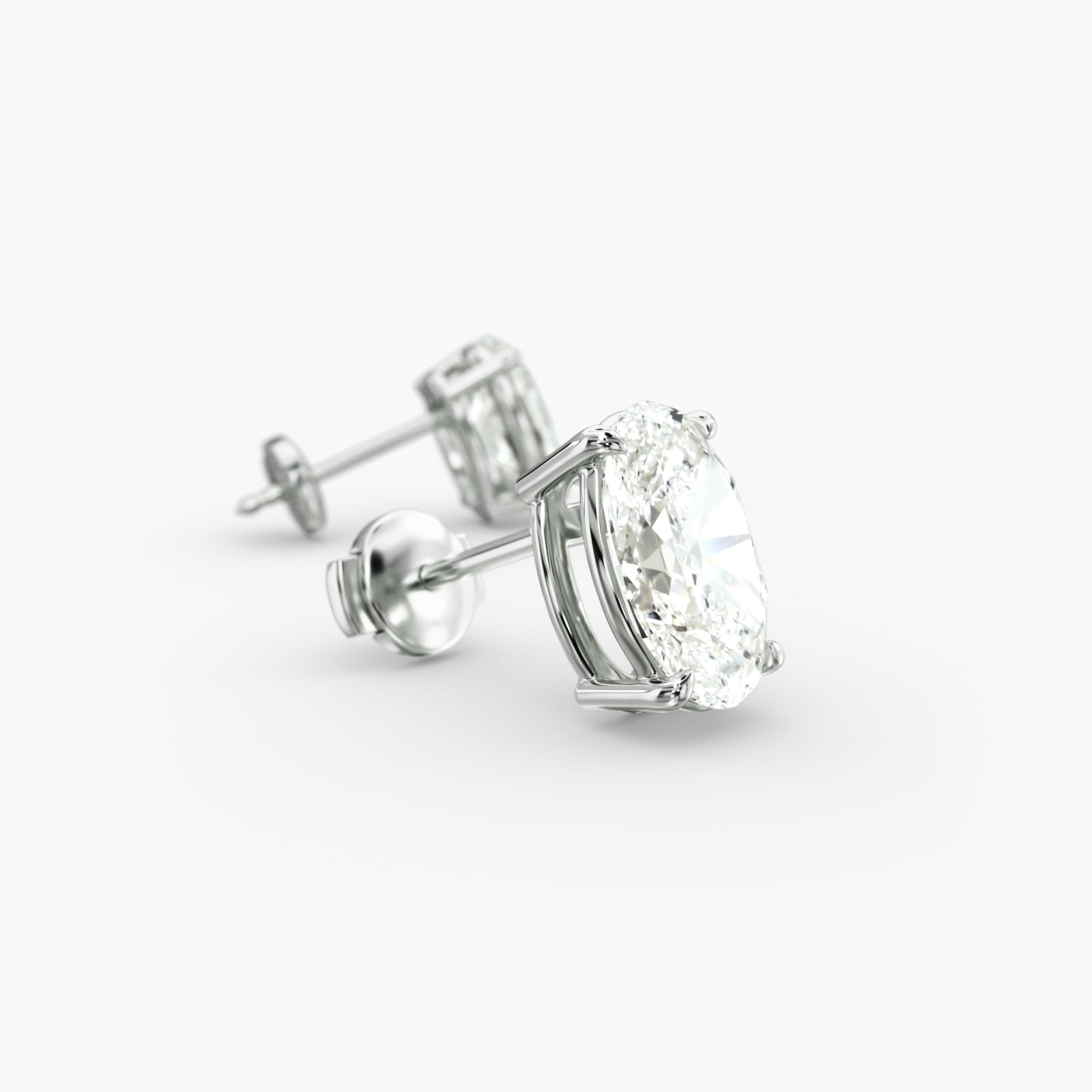 Oval Cut Custom Diamond Stud Earrings (Setting Only) In 18K White Gold