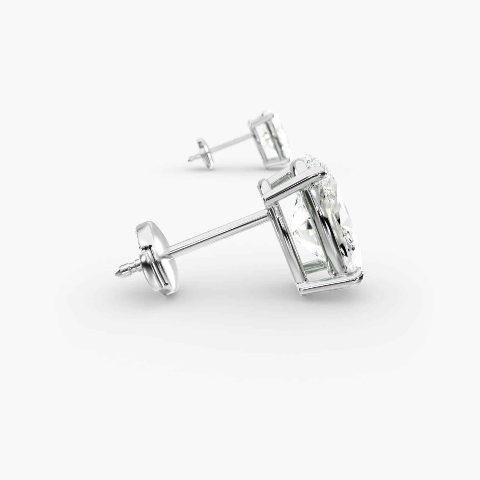 Oval Cut Custom Diamond Stud Earrings (Setting Only) In 18K White Gold