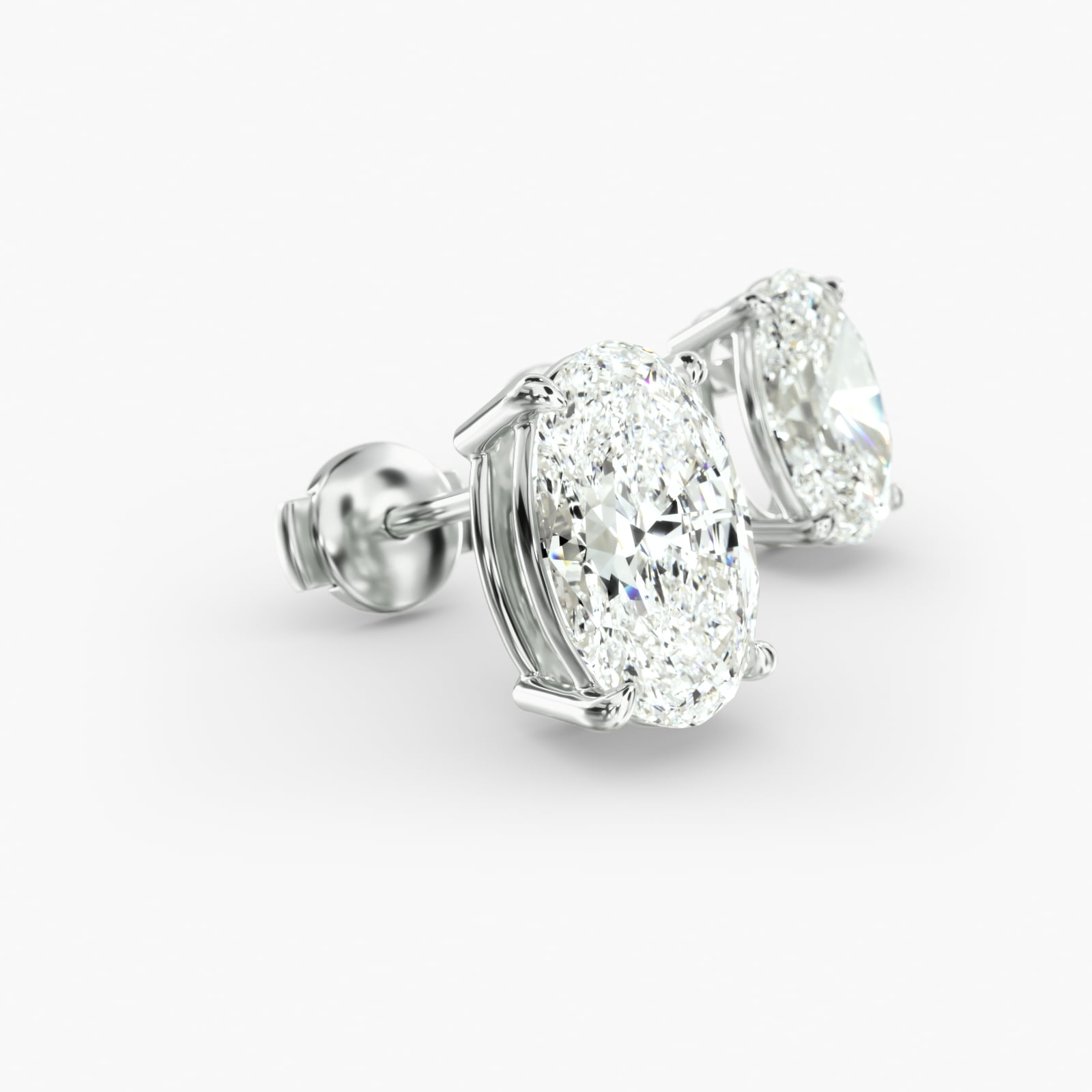 Oval Cut Custom Diamond Stud Earrings (Setting Only) In 18K White Gold