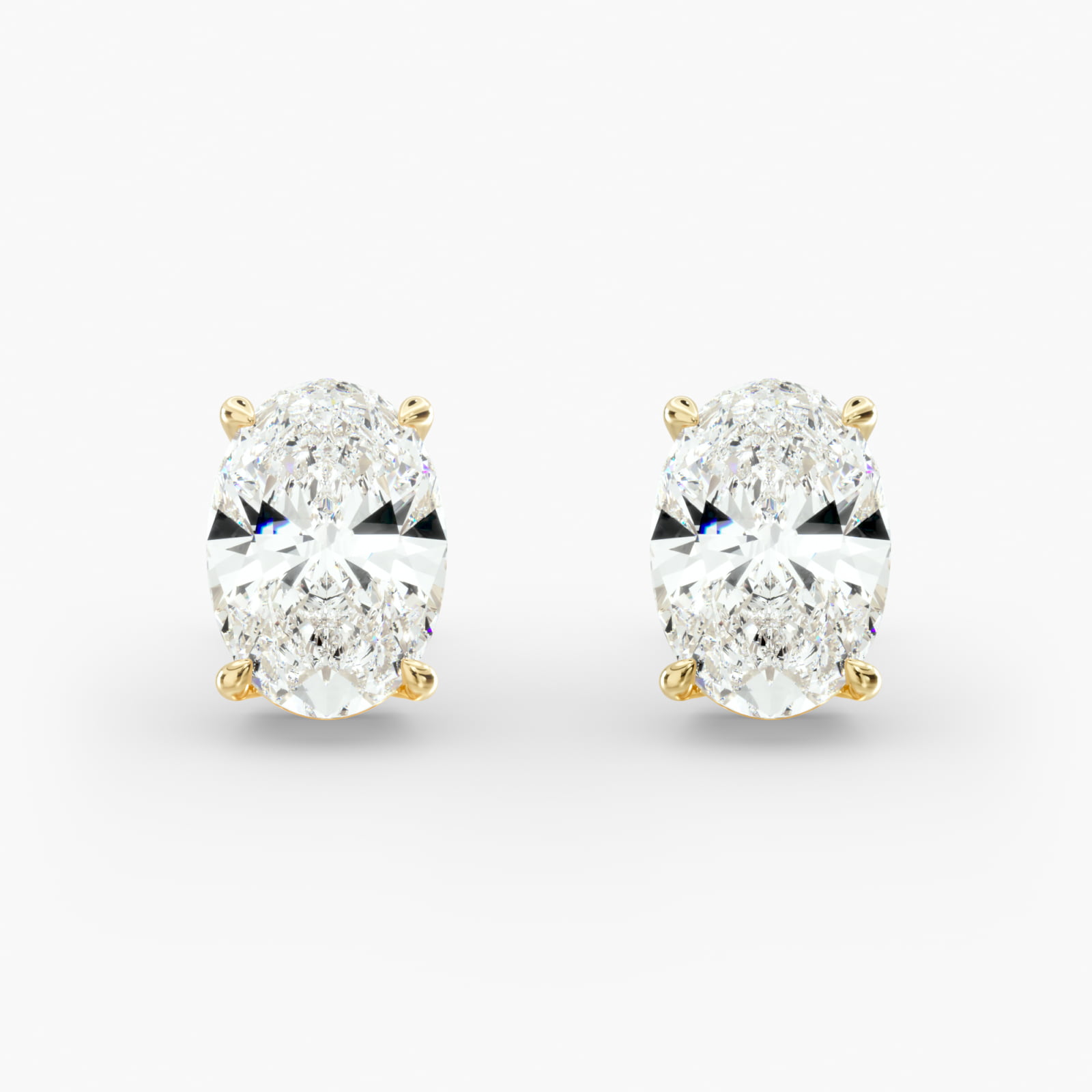 Oval Cut Custom Diamond Stud Earrings (Setting Only) In 18K Yellow Gold