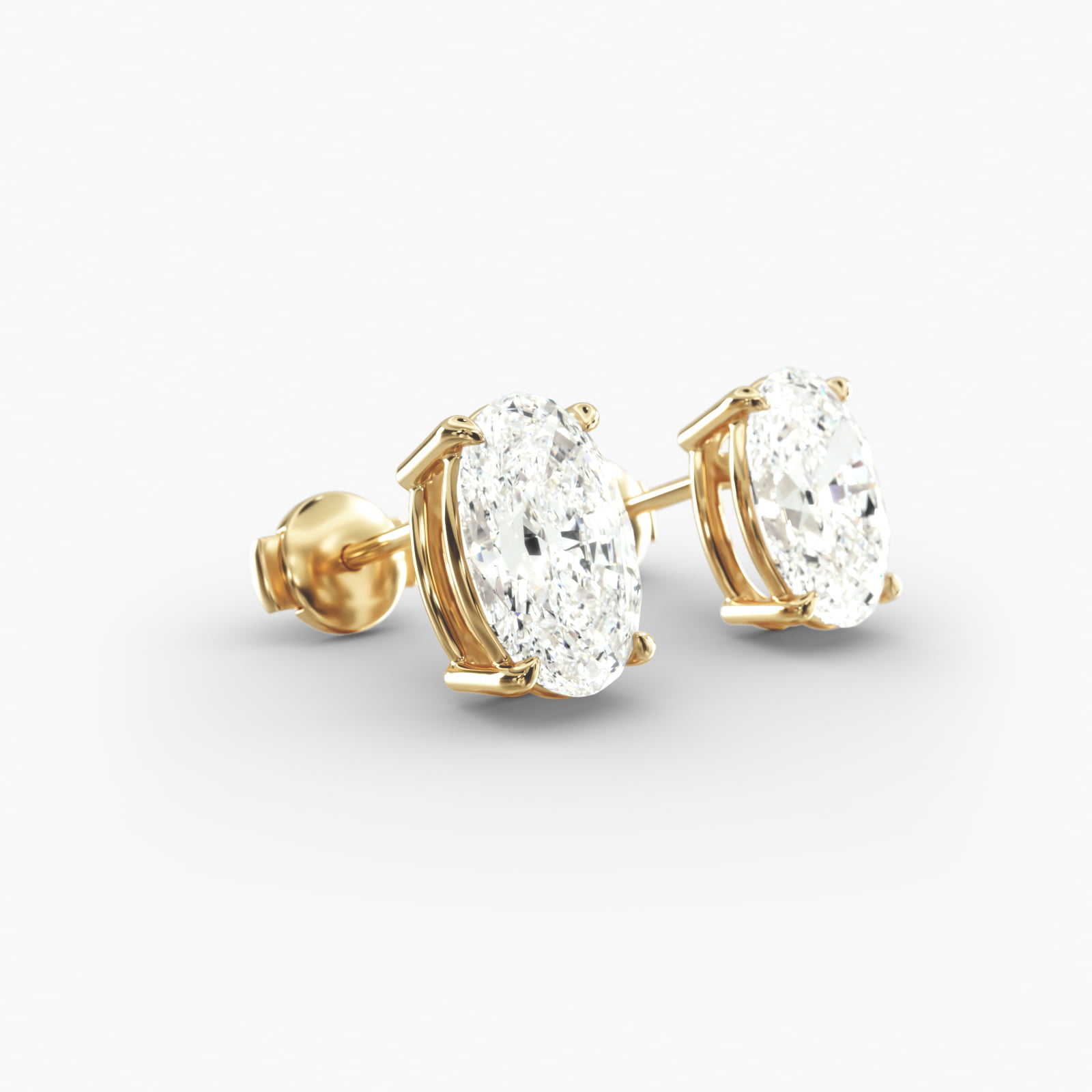Oval Cut Custom Diamond Stud Earrings (Setting Only) In 14K Yellow Gold