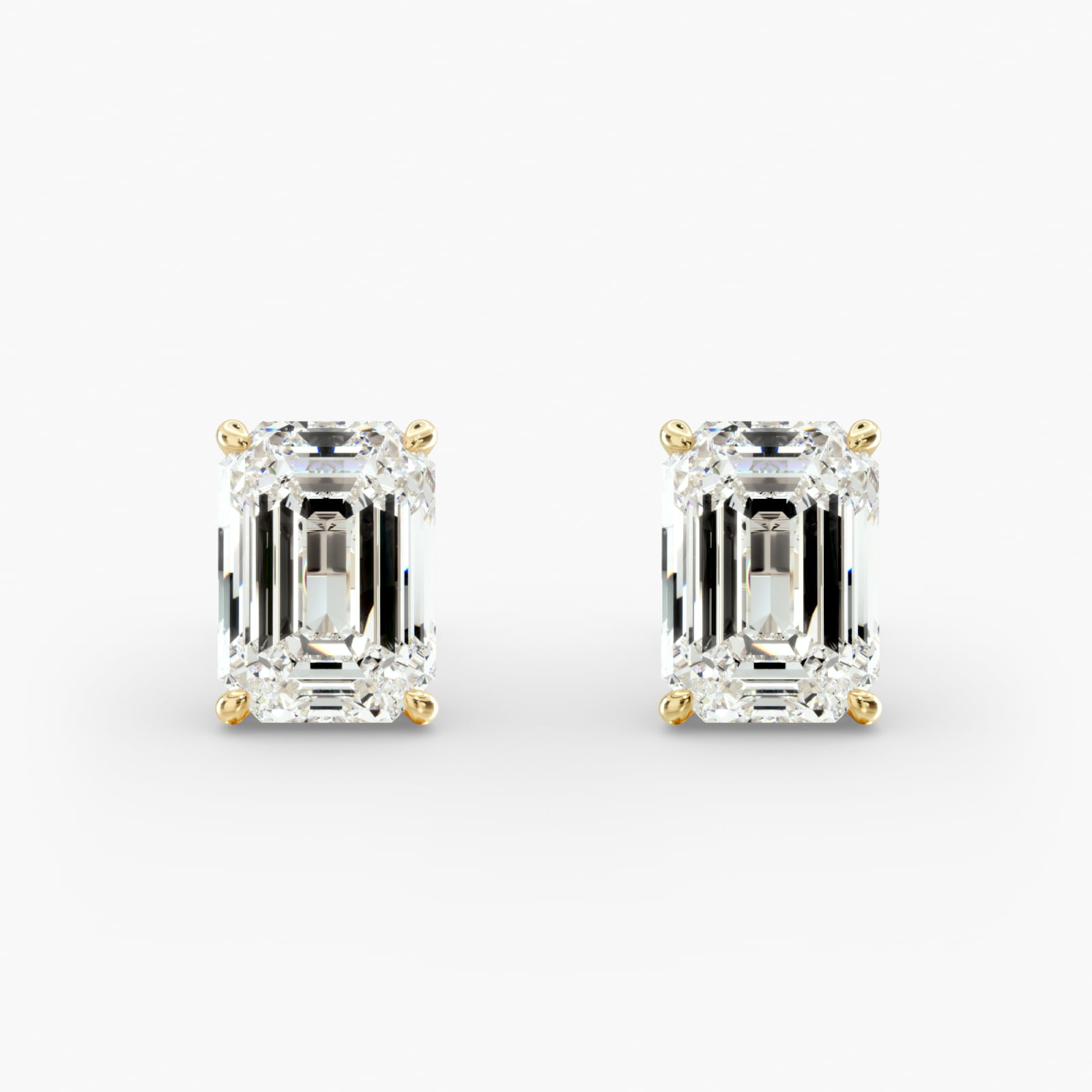 Emerald Cut Custom Diamond Stud Earrings (Setting Only) In 14K Yellow Gold