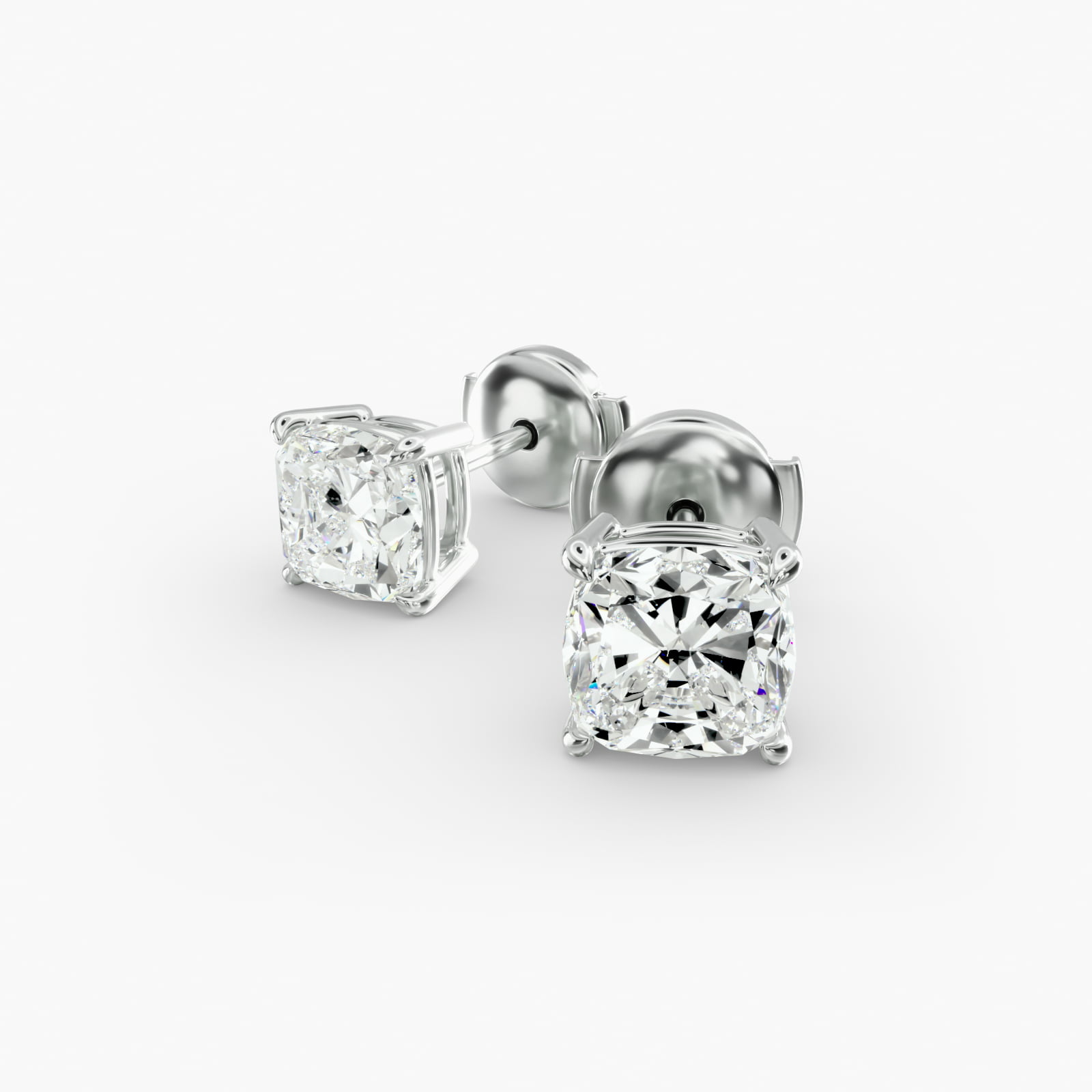 Cushion Cut Custom Diamond Stud Earrings (Setting Only) In Platinum
