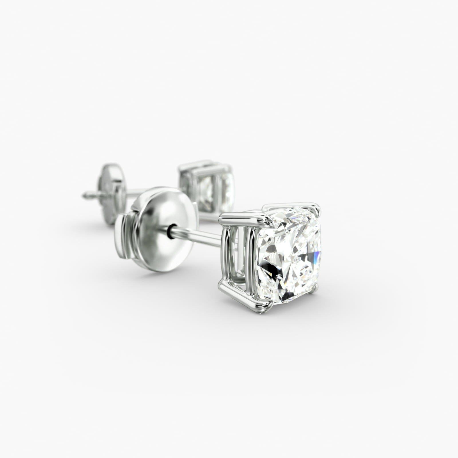 Cushion Cut Custom Diamond Stud Earrings (Setting Only) In Platinum