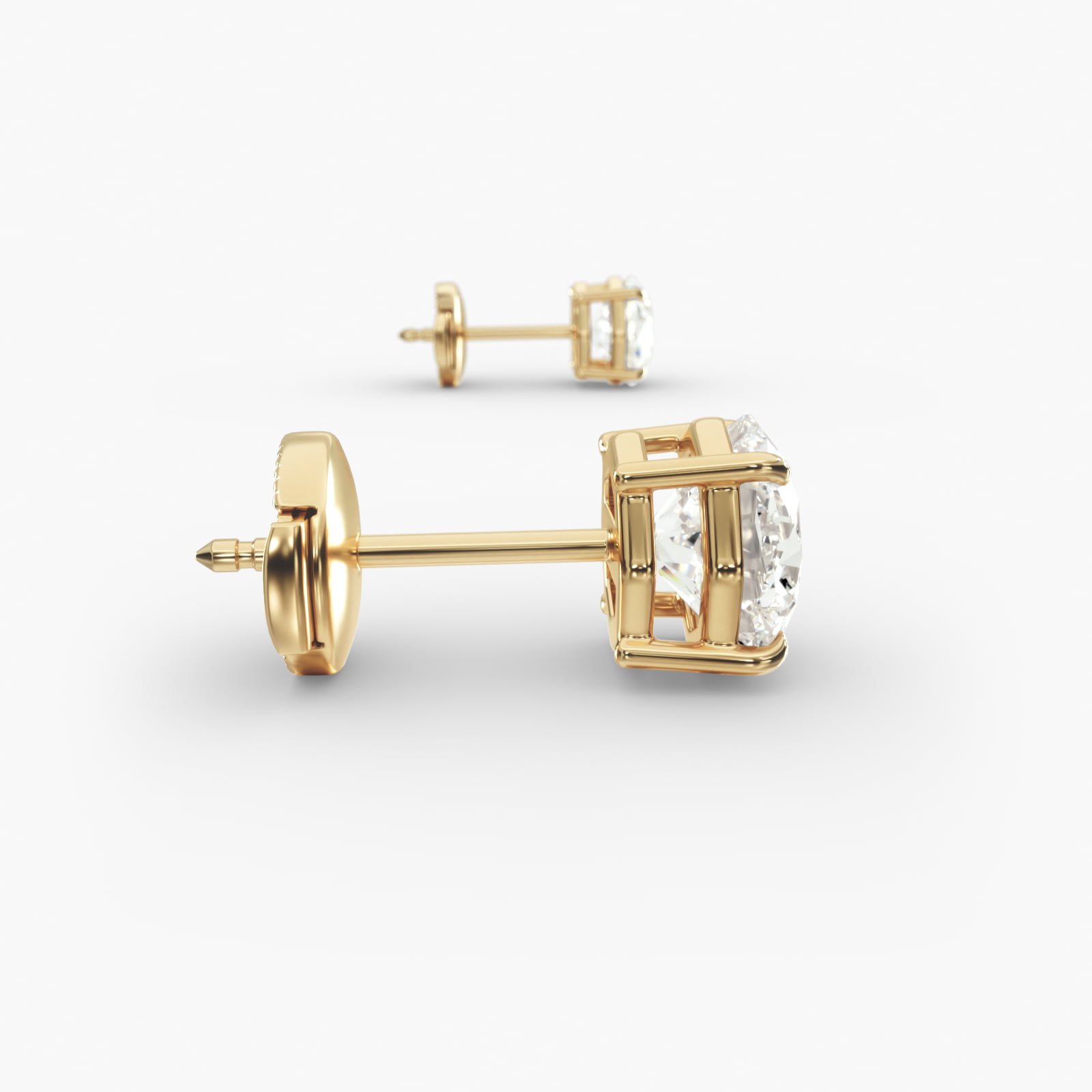 Four Prong Octagon Cut Custom Diamond Stud Earrings (Setting Only) In 18K Yellow Gold