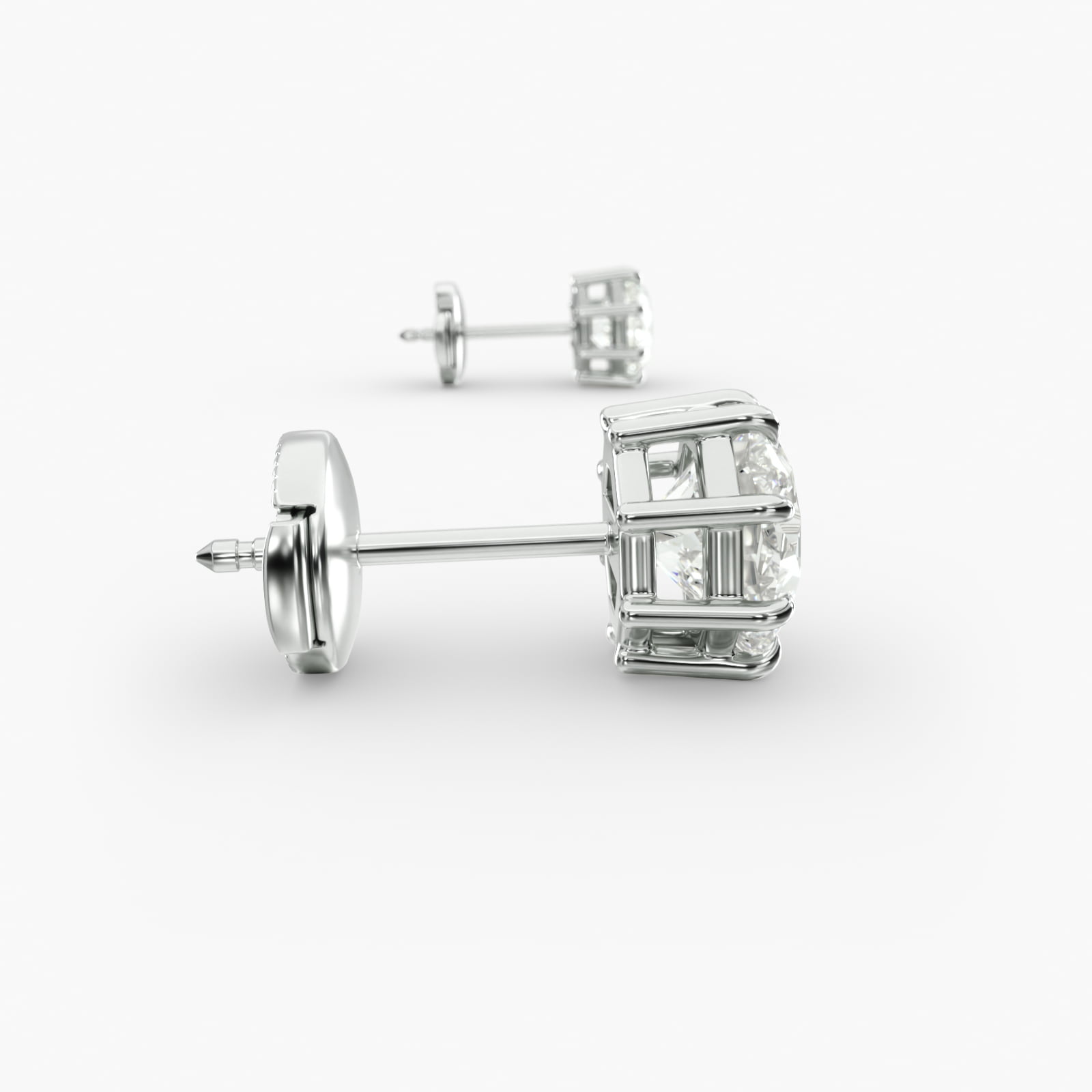 Eight Prong Octagon Cut Custom Diamond Stud Earrings (Setting Only) In 18K White Gold