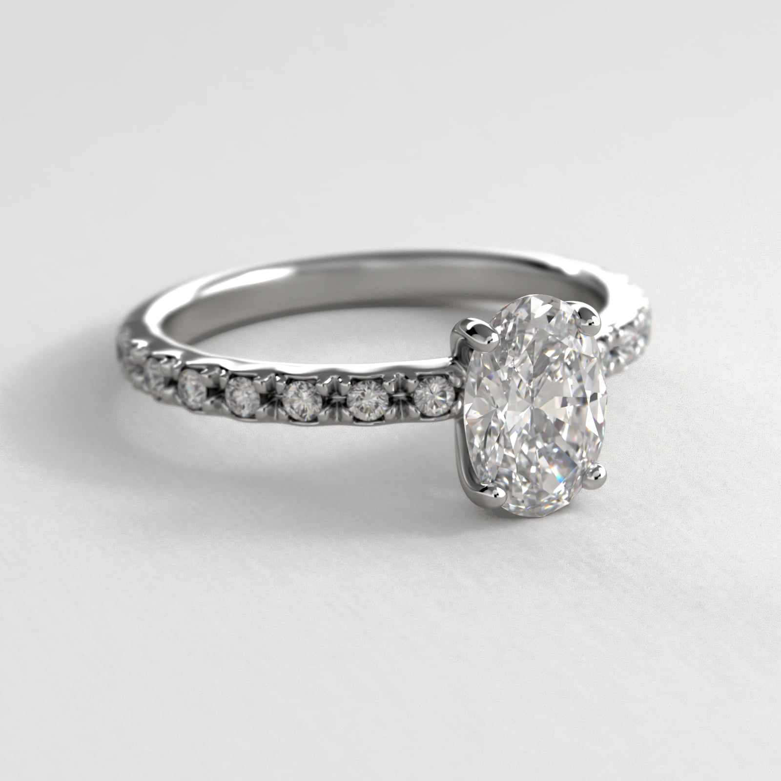 Oval Cut 2.5 CT Certified Lab-Grown Diamond French Cut Pavé Engagement Ring In Platinum