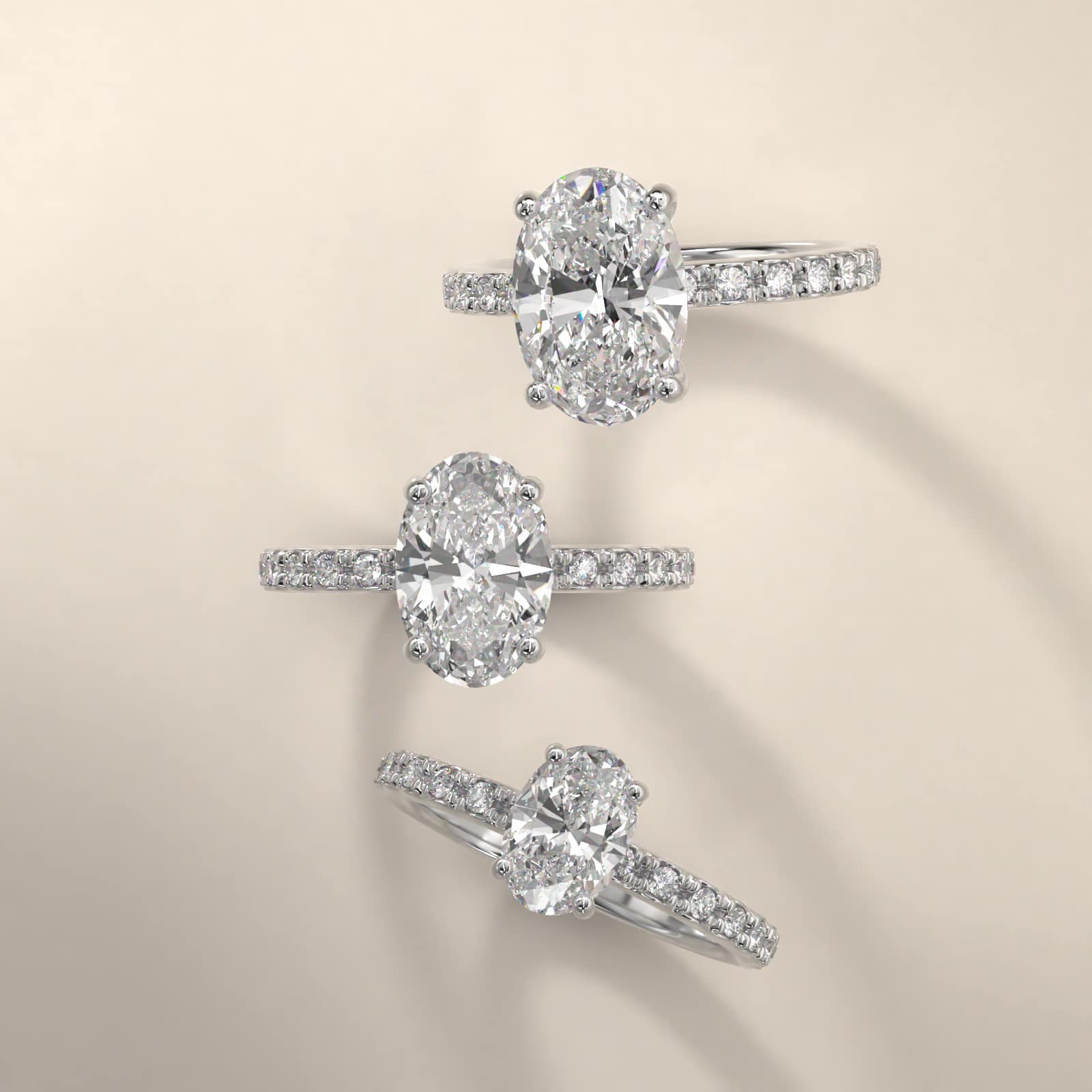 Oval Cut 2.5 CT Certified Lab-Grown Diamond French Cut Pavé Engagement Ring In Platinum