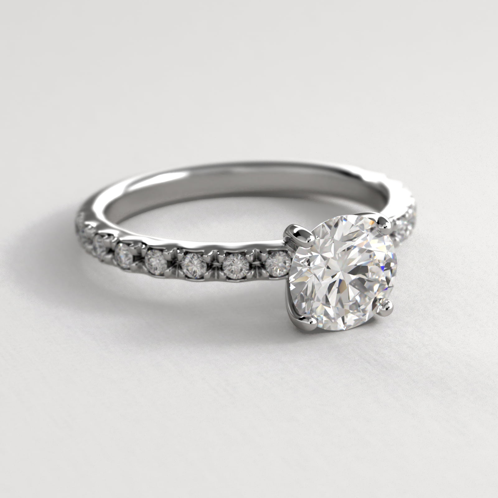 Round 2 CT Certified Lab-Grown Diamond French Cut Pavé Engagement Ring In Platinum