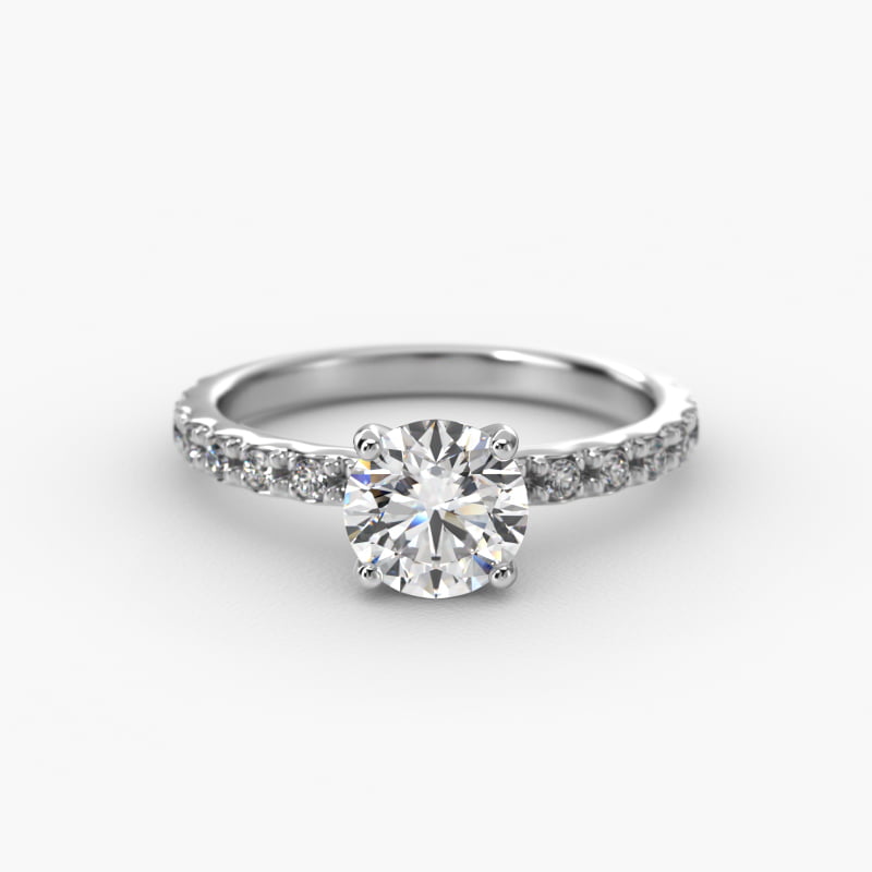 Round 1 CT Certified Diamond French Cut Pavé Engagement Ring In Platinum