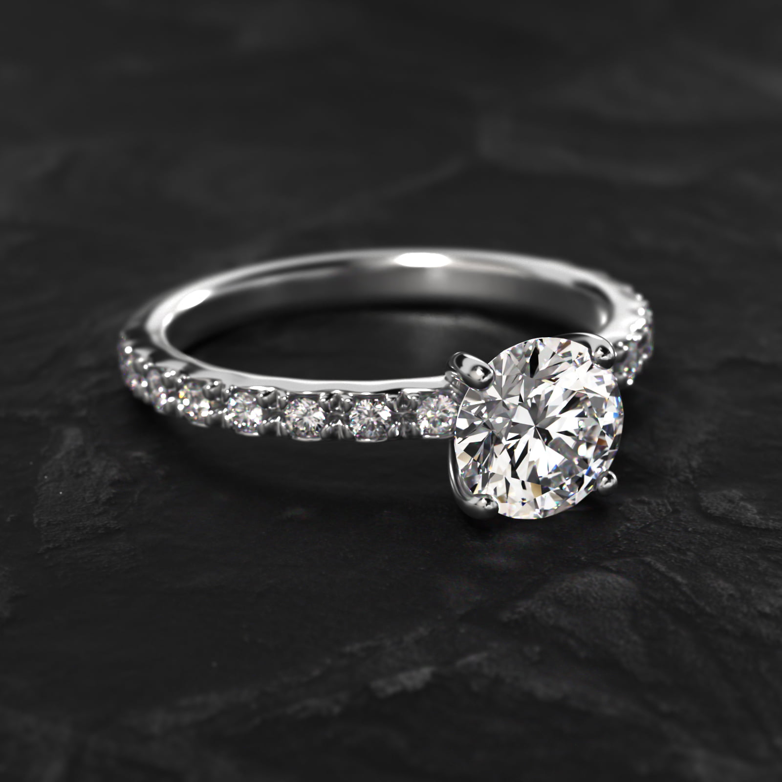 Round 1.5 CT Certified Lab-Grown Diamond French Cut Pavé Engagement Ring In Platinum