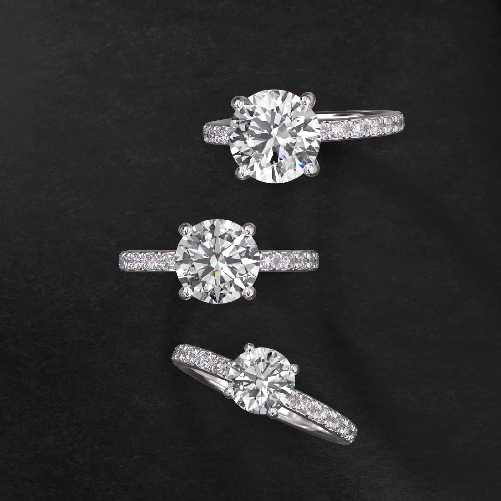 Round 1.5 CT Certified Lab-Grown Diamond French Cut Pavé Engagement Ring In Platinum