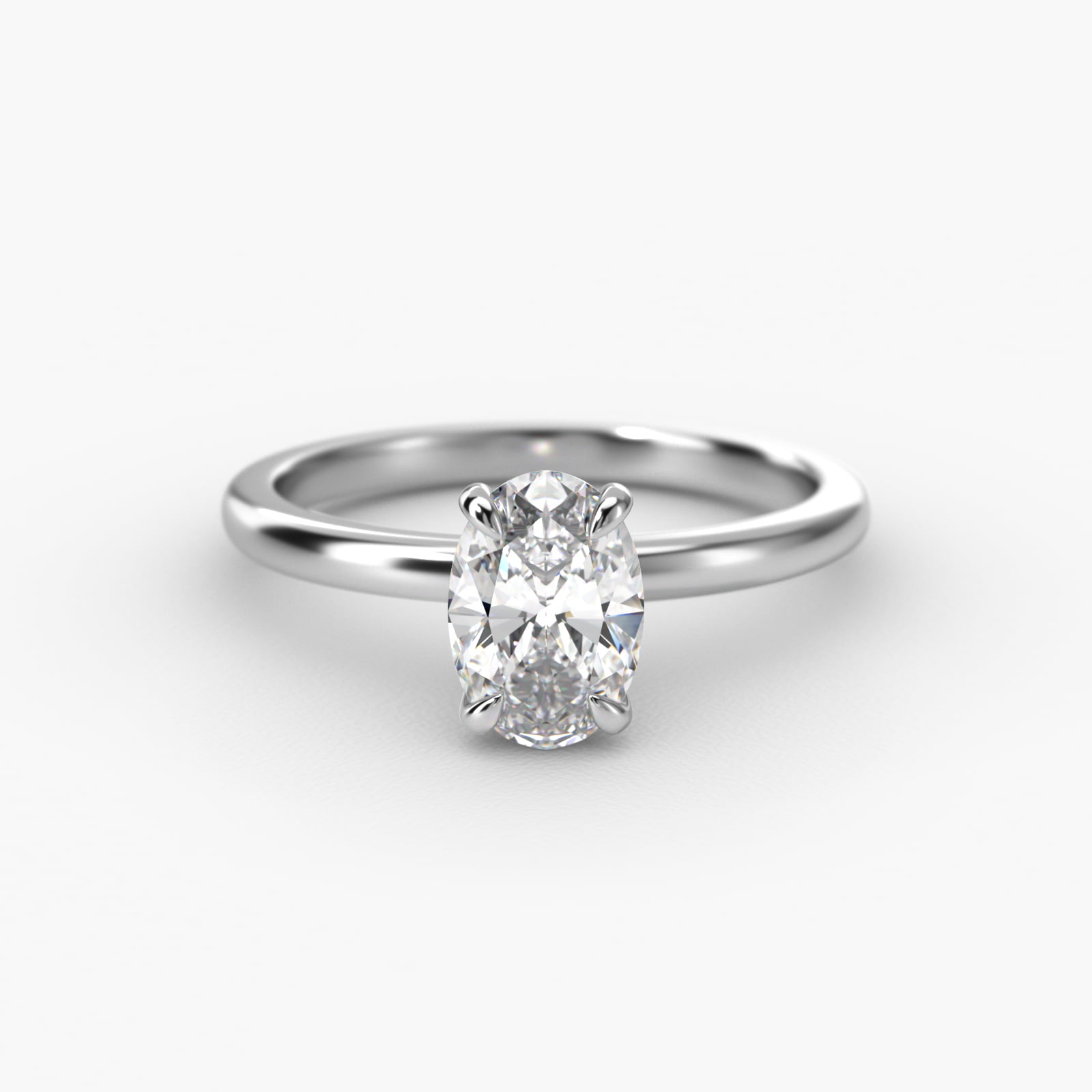 Oval Cut 1 CT Certified Diamond Claw Prong Flush Fit Solitaire Engagement Ring In Platinum