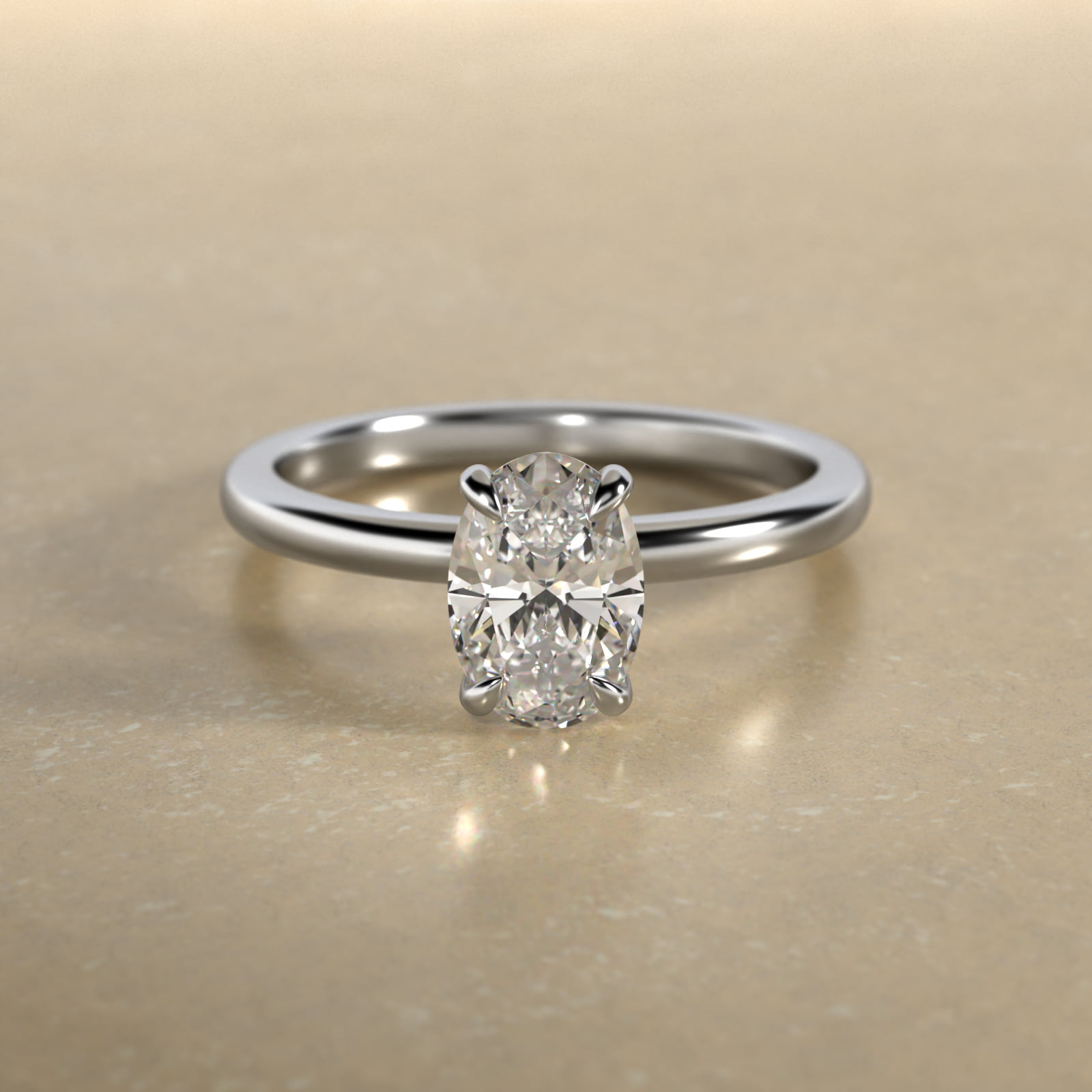 Oval Cut 1 CT Certified Lab-Grown Diamond Claw Prong Flush Fit Solitaire Engagement Ring In Platinum