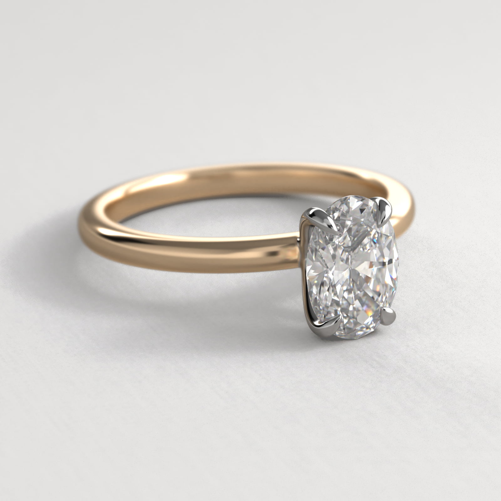 Oval Cut 2.5 CT Certified Lab-Grown Diamond Claw Prong Flush Fit Solitaire Engagement Ring In 14K Yellow Gold
