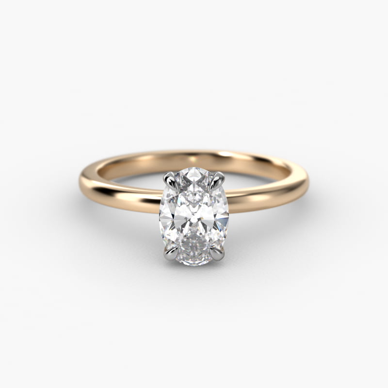 Oval Cut 1 CT Certified Diamond Claw Prong Flush Fit Solitaire Engagement Ring In 14K Yellow Gold