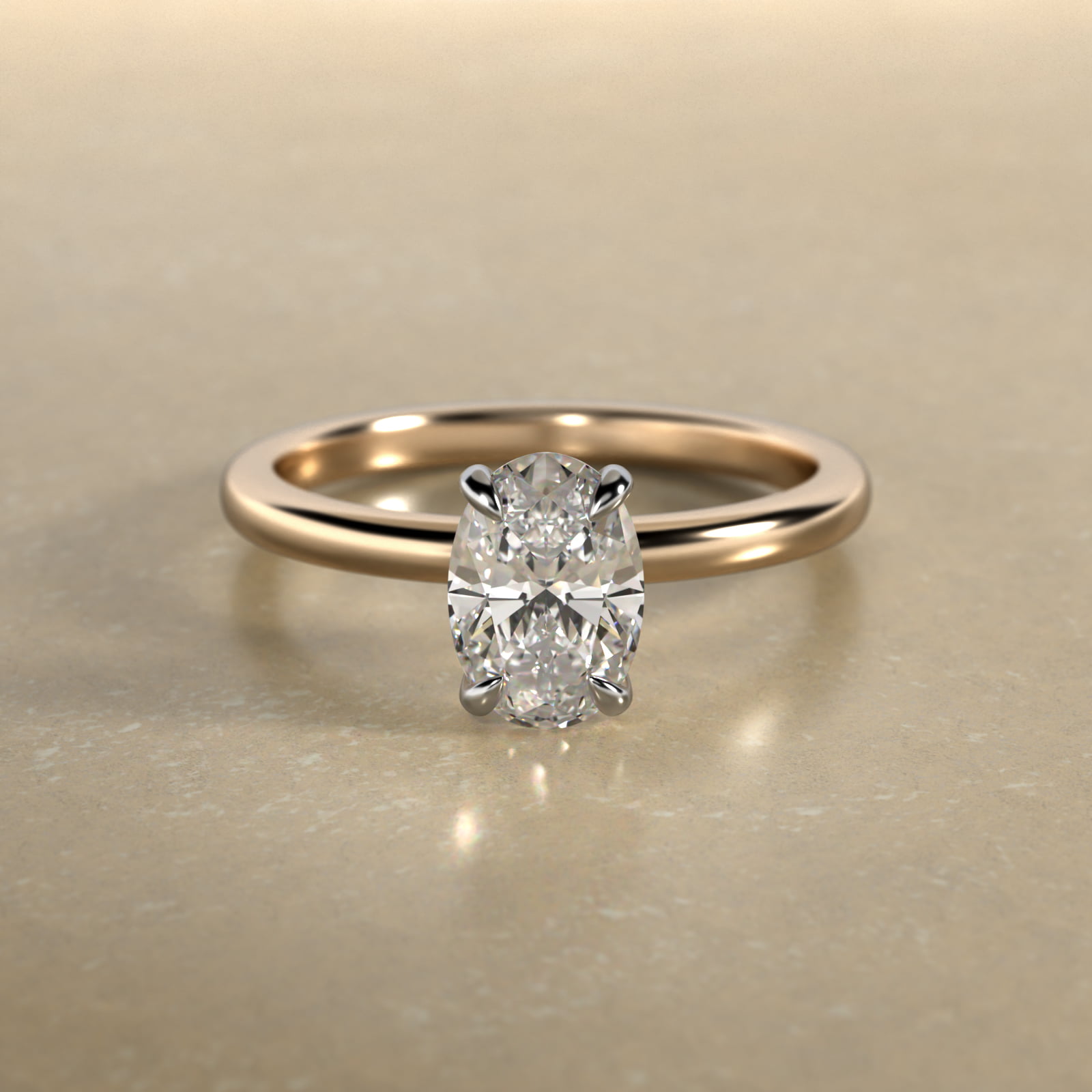 Oval Cut 2 CT Certified Lab-Grown Diamond Claw Prong Flush Fit Solitaire Engagement Ring In 14K Yellow Gold